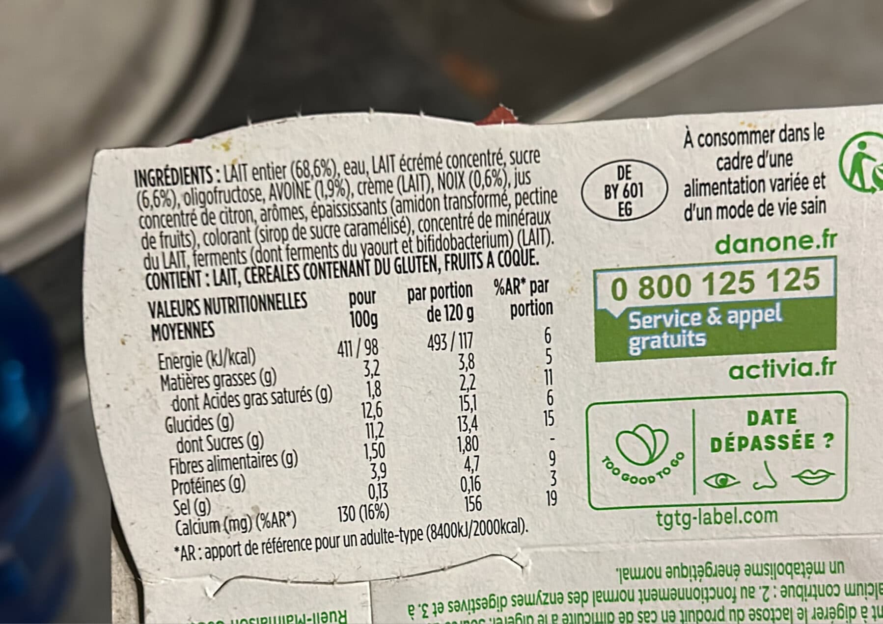 Activia Activia bifidus cereales saveur noix 120 g x 4 packshot