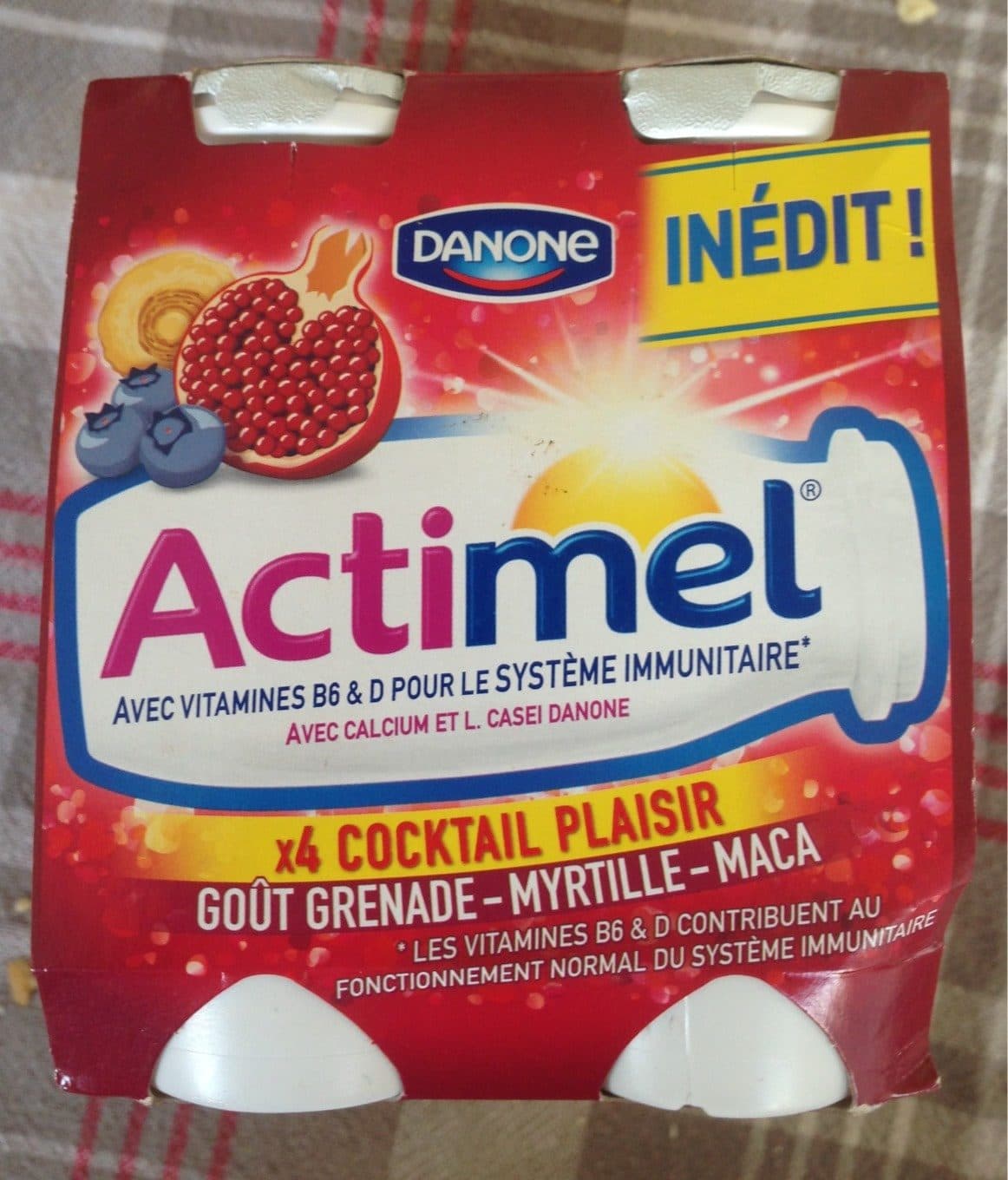 Actimel Cocktail Plaisir Goût Grenade Myrtille Maca packshot