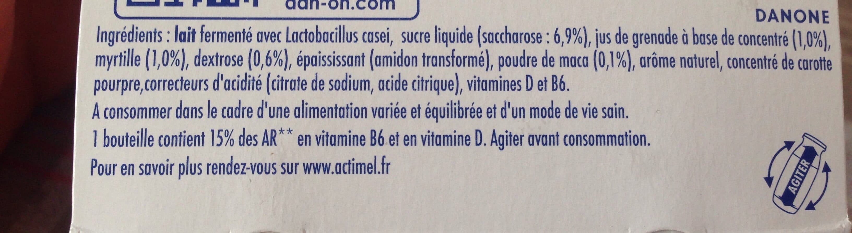 Actimel Cocktail Plaisir Goût Grenade Myrtille Maca packshot
