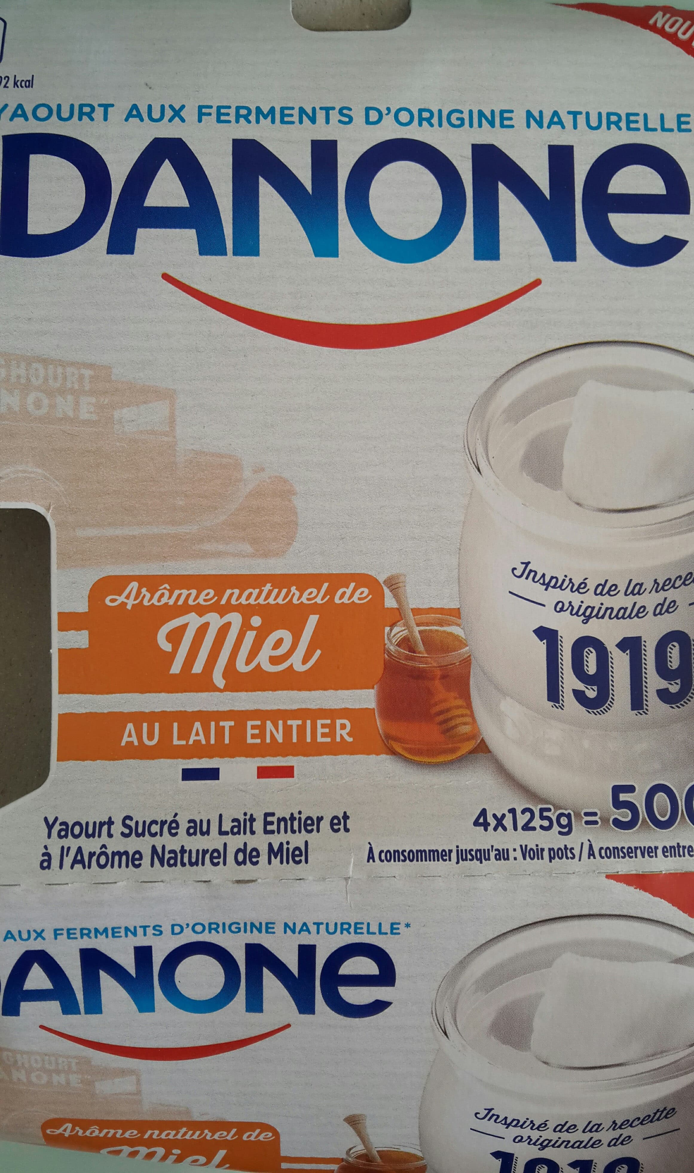 Danone Yaourts lait entier arôme miel packshot