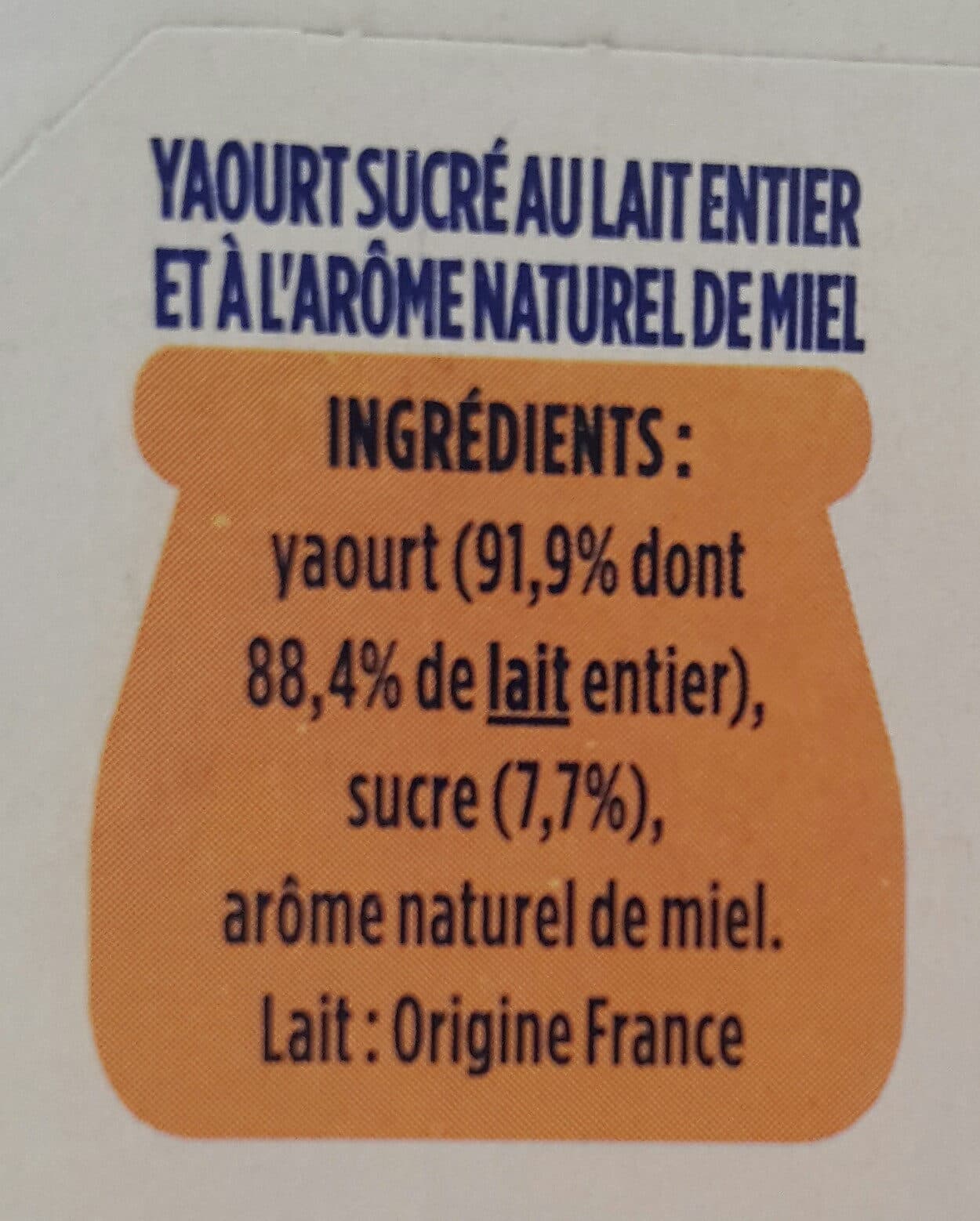 Danone Yaourts lait entier arôme miel packshot