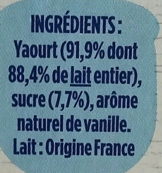 Danone Danone lait entier arome vanille 125 g x 4 packshot
