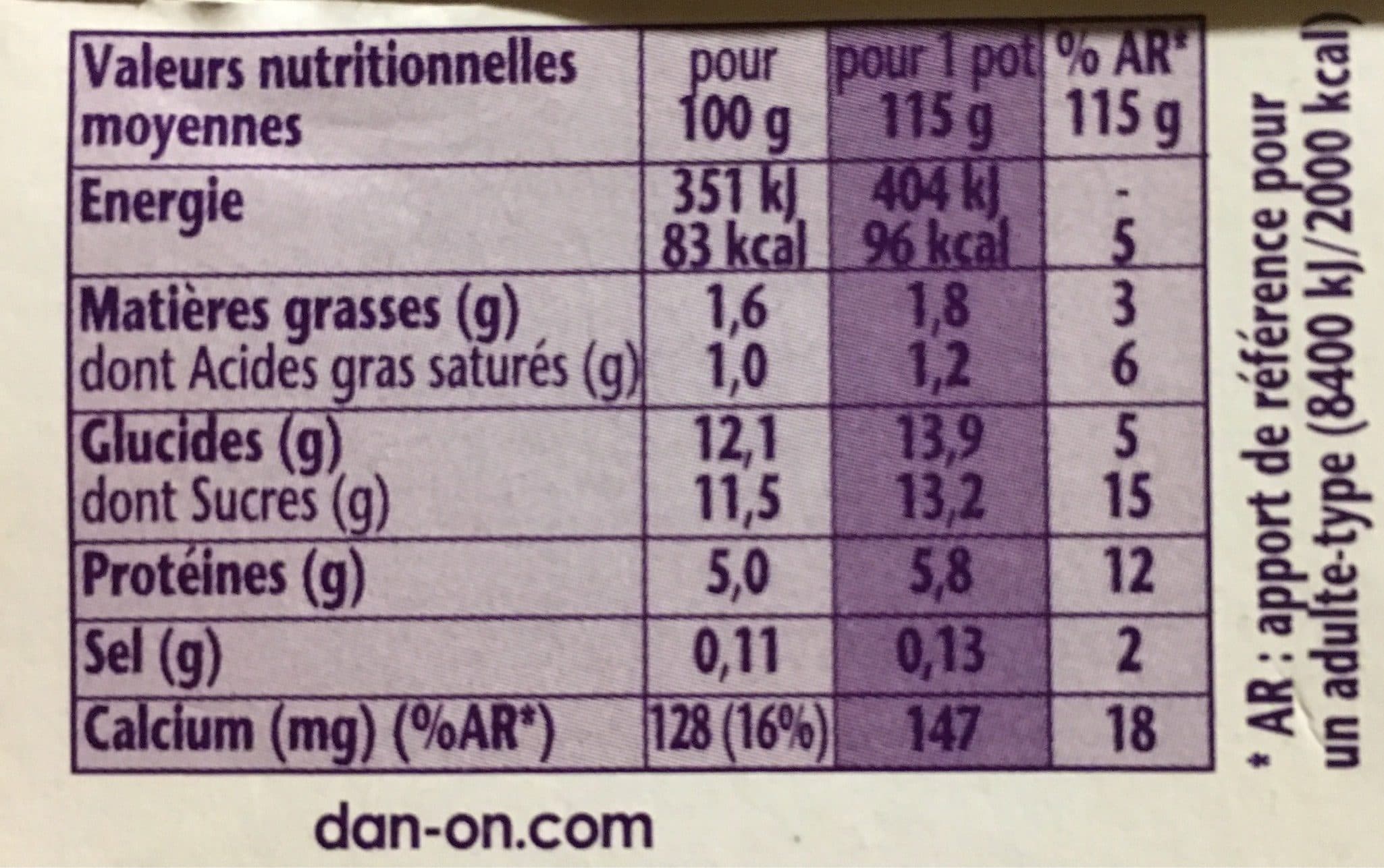 Danone Taillefine lit de fruits packshot