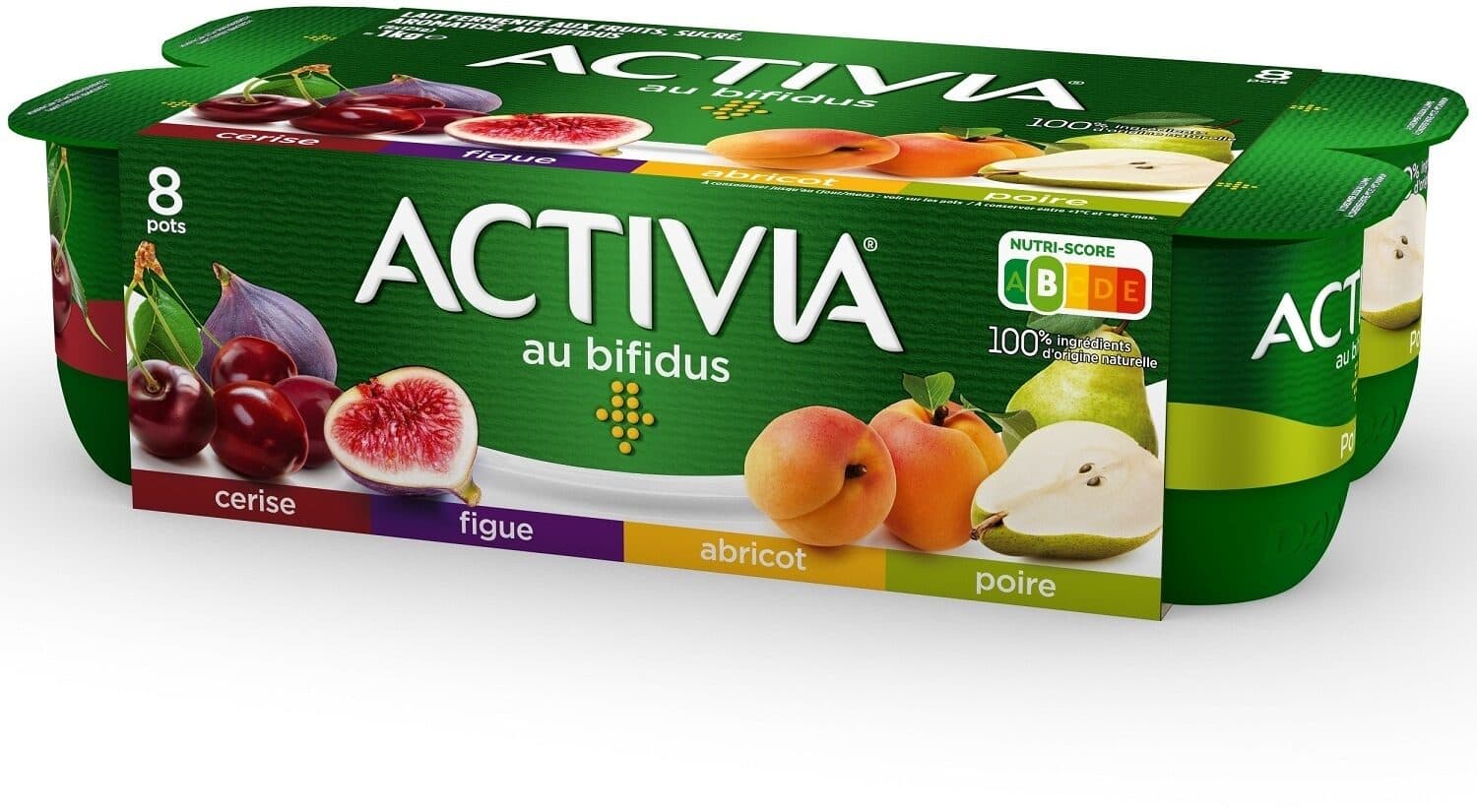 Activia Activia fruits 125 g x 8 abricot - poire - figue - cerise packshot
