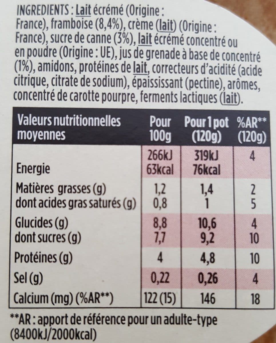 Danone Light & Free Framboise et jus de grenade packshot