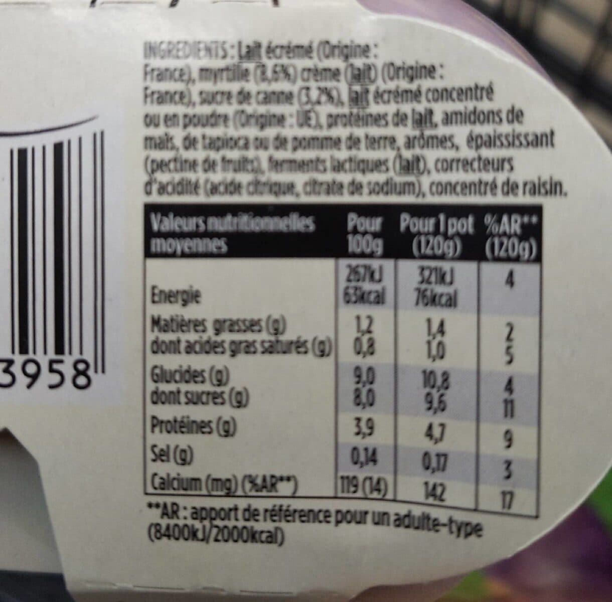 Danone Light & free myrtille 120 g x 4 packshot