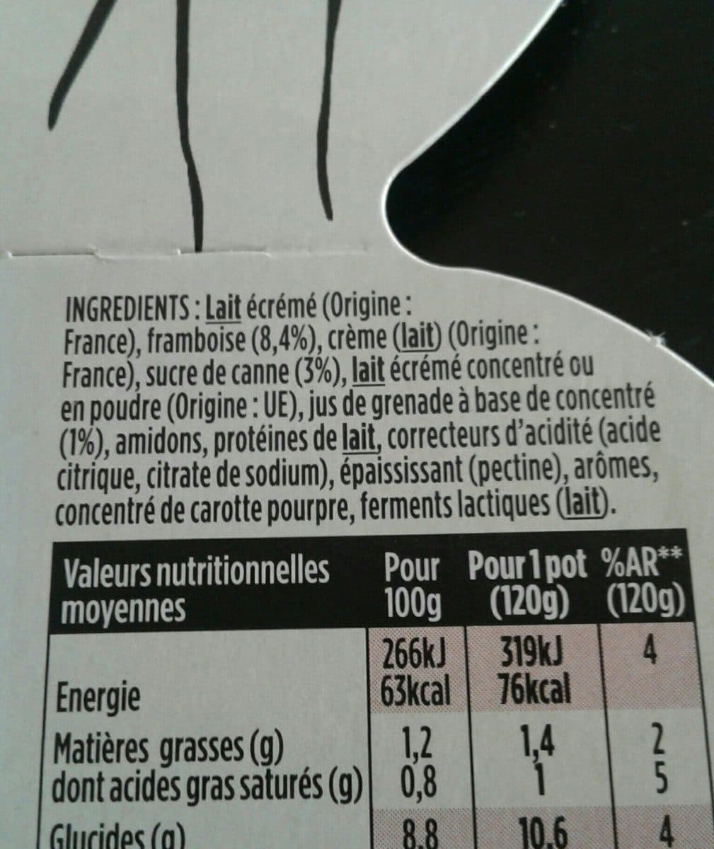Danone Light & free framboise grenade 120 g x 4 packshot