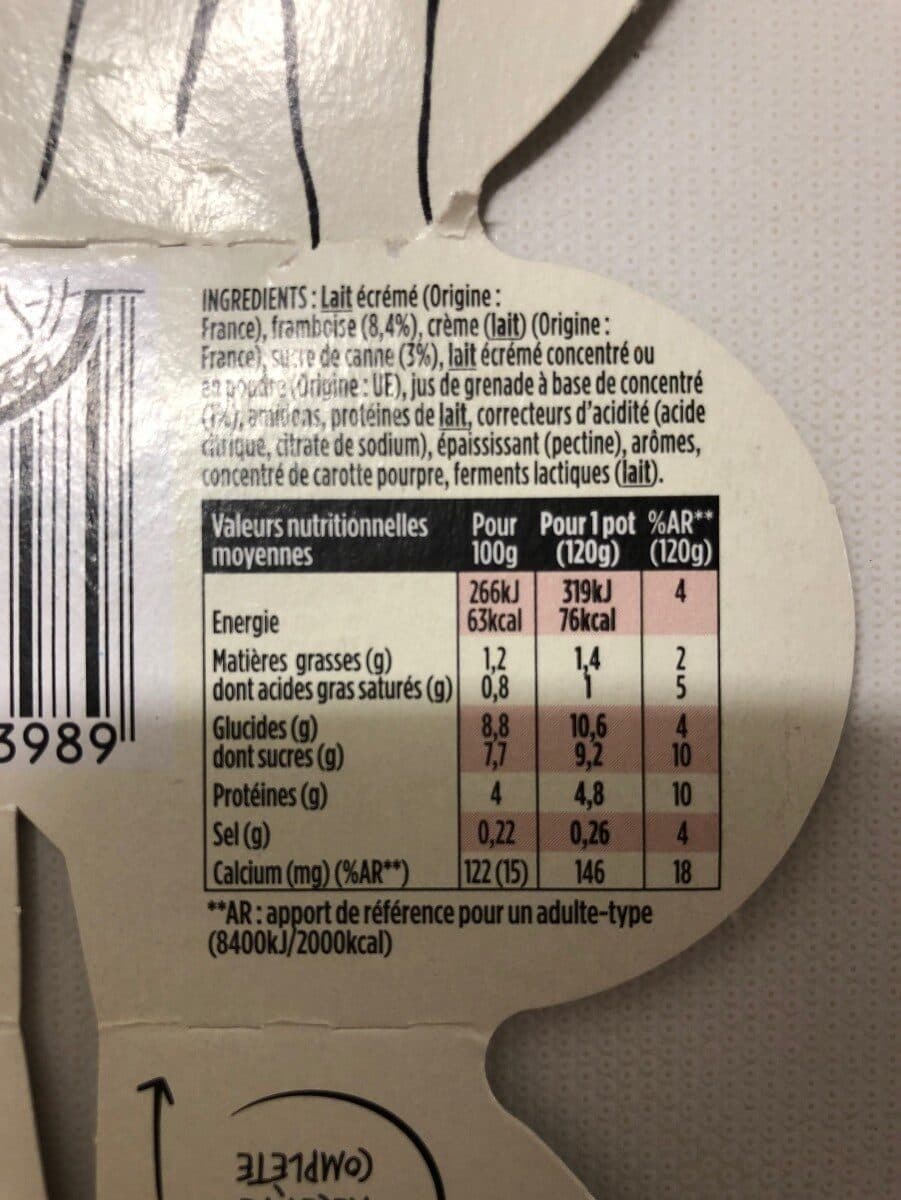 Danone Light & free framboise grenade 120 g x 4 packshot