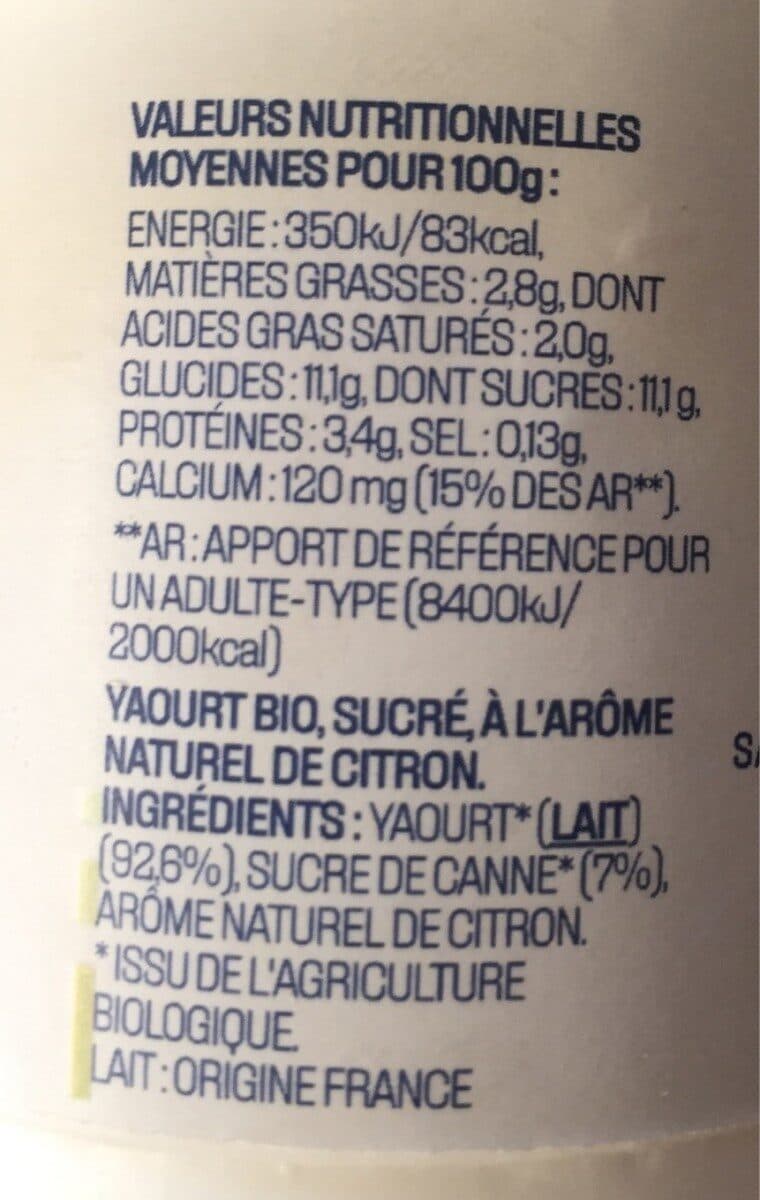 Danone Danone bio citron 125 g x 4 packshot