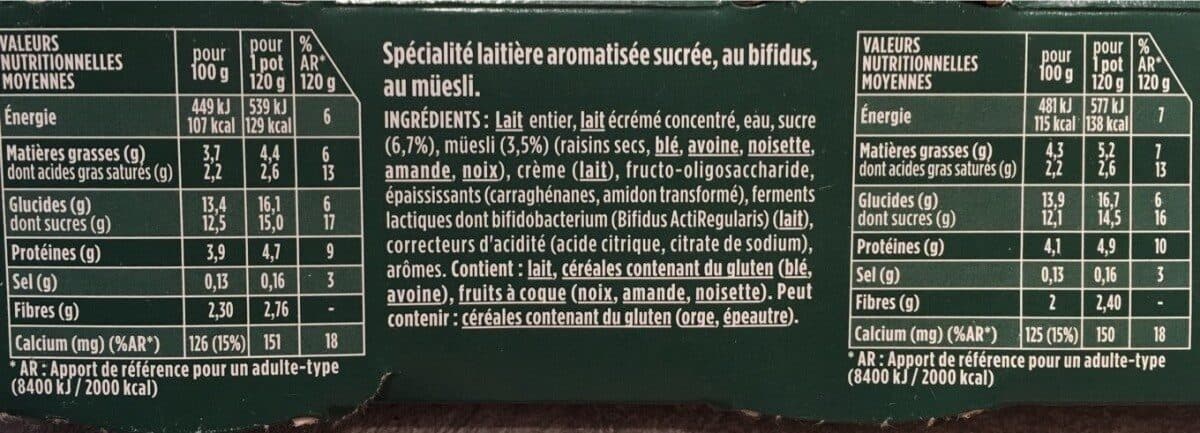 Activia Activia bifidus cereales quinoa muesli et noisette 120 g x 8 packshot