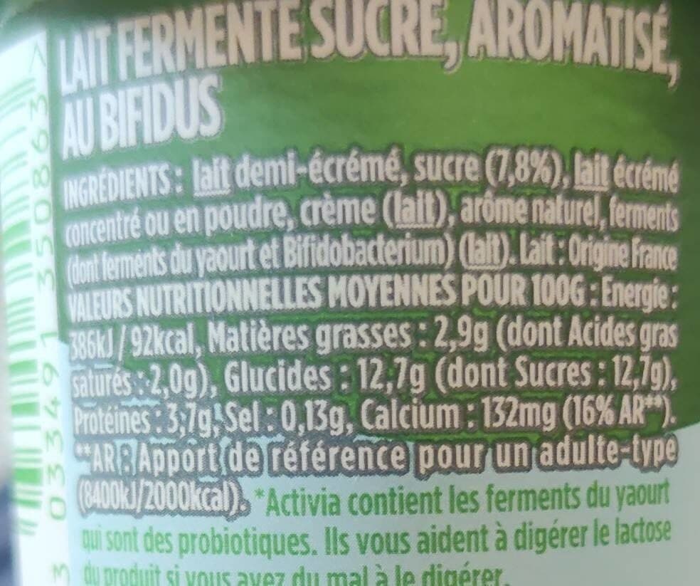 Activia Activia bifidus saveur noix de coco sans arome artificiel 125 gx 4 packshot
