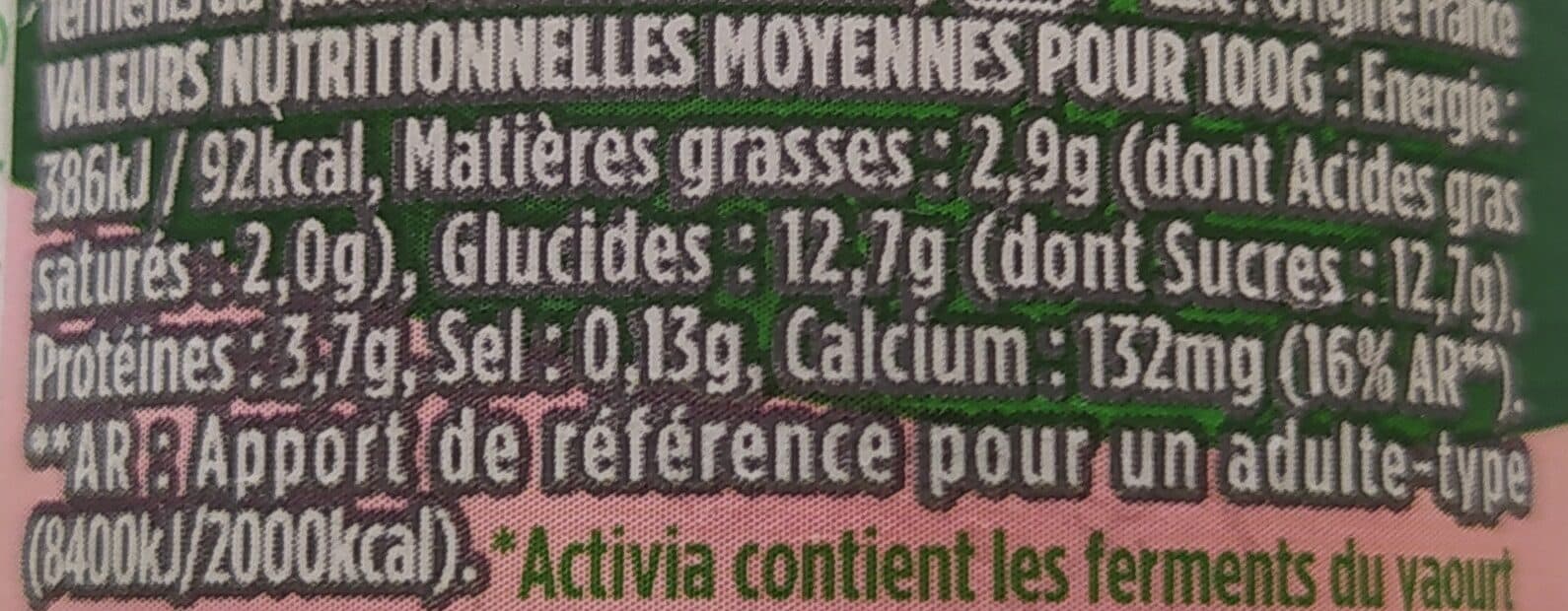 Activia Activia bifidus saveur framboise sans arome artificiel 125 g x4 packshot