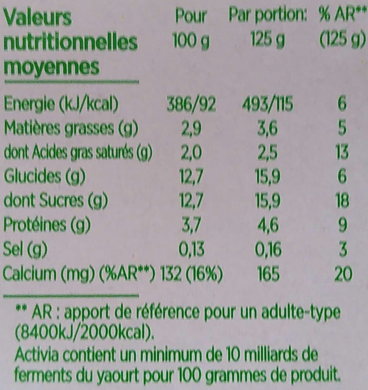Activia Activia bifidus saveur vanille sans arome artificielle 125 g x16 packshot