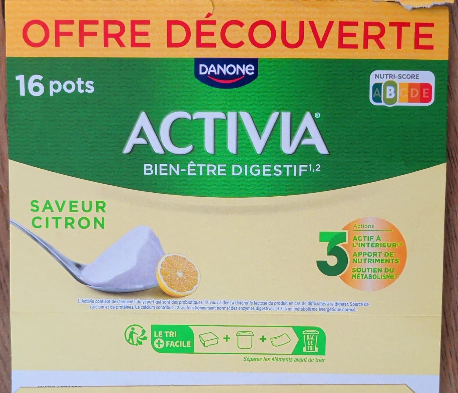 Activia Activia au bifidus saveur citron packshot
