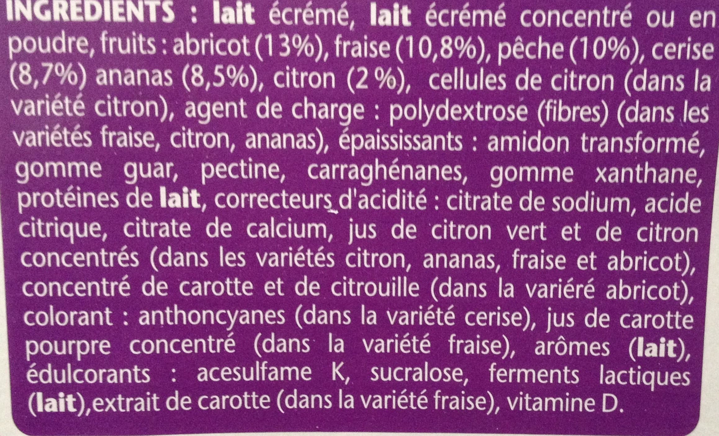 Danone Taillefine, Yaourt au Fruits (0 % MG, 0 % Sucres Ajoutés) - (Abricot, Fraise, Citron, Cerise, Ananas, Pêche) 12 Pots 4 Gratuits packshot