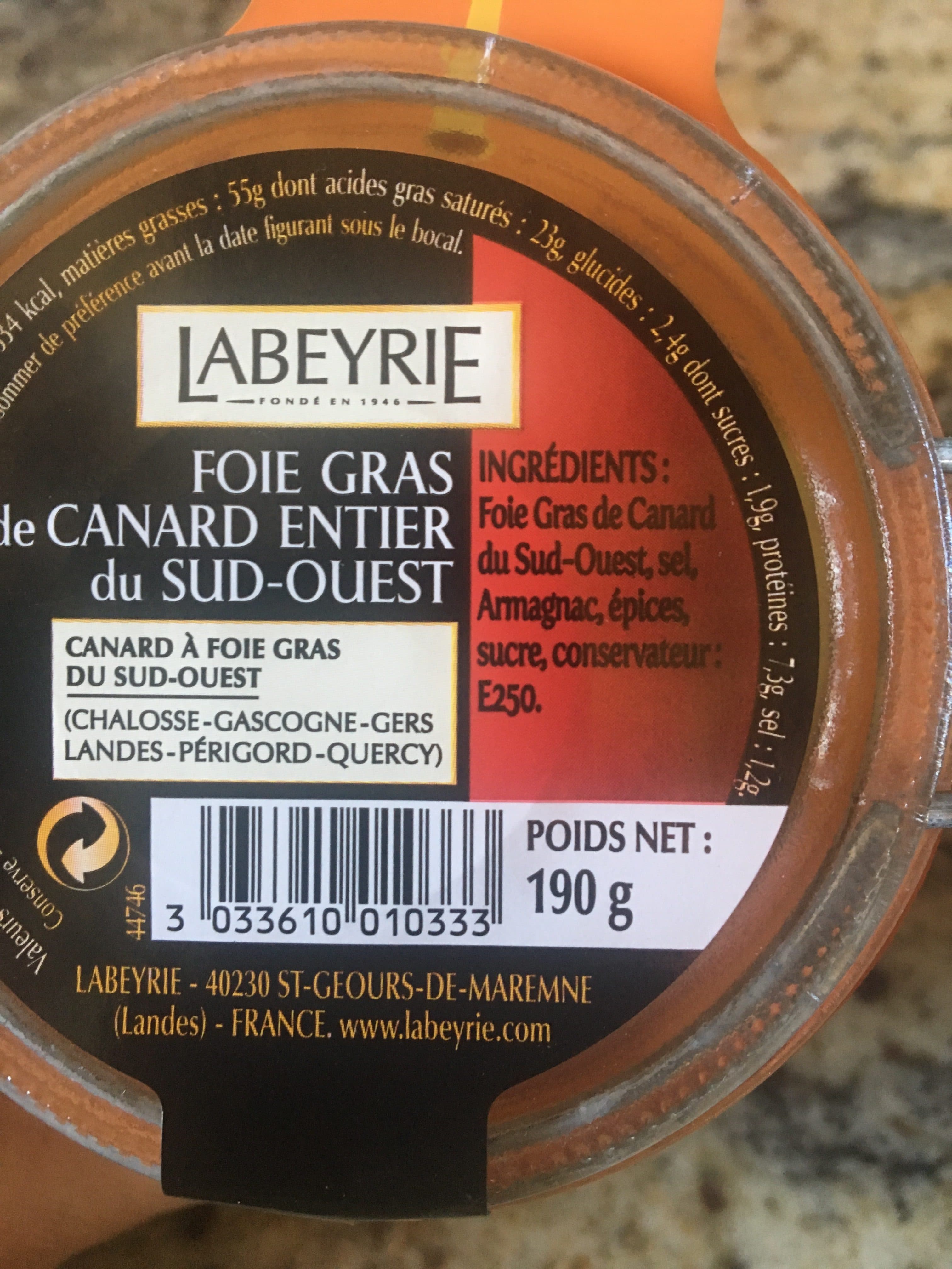 Labeyrie Foie gras de canard entier du sud-ouest packshot