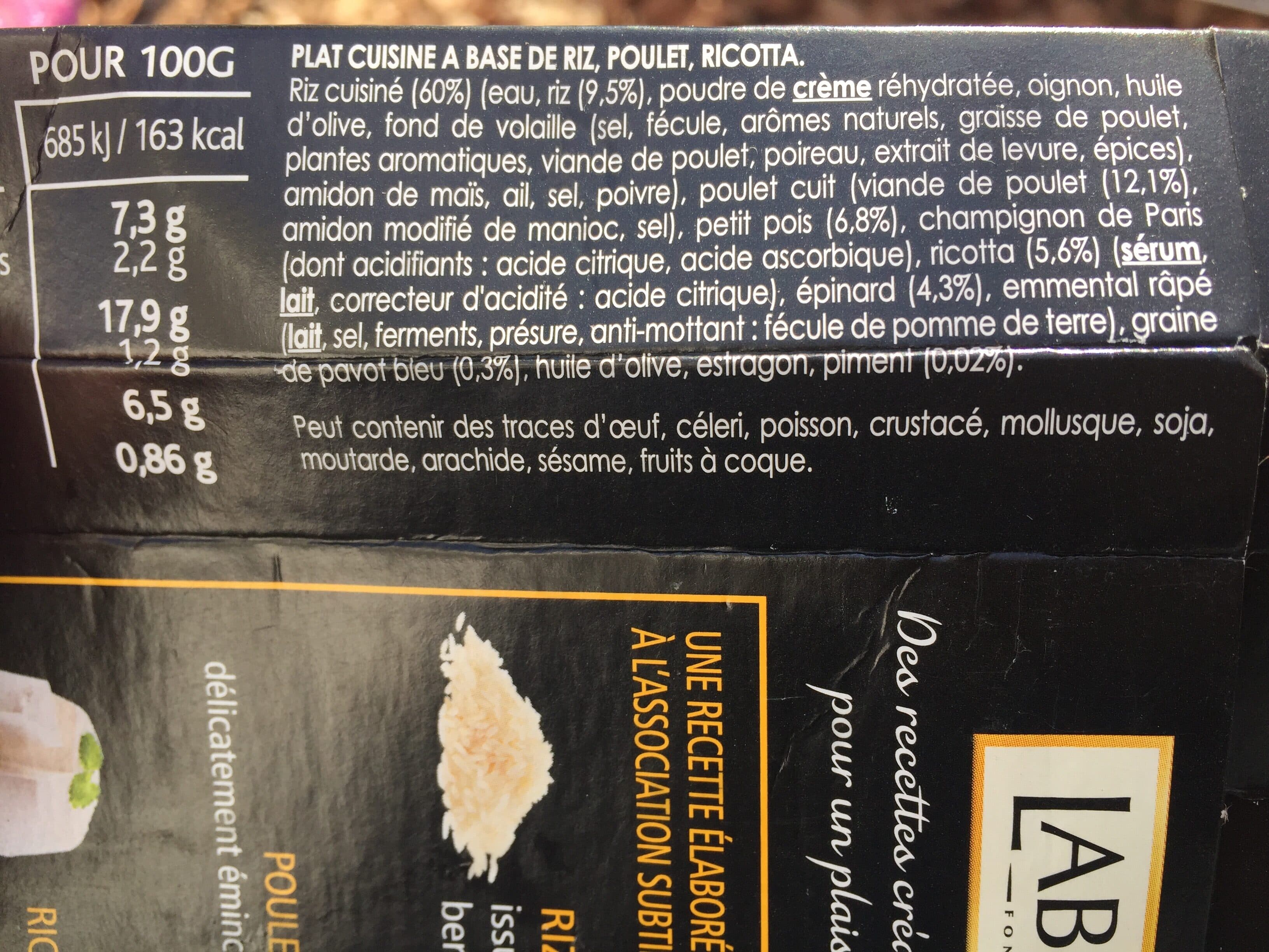 Labeyrie Risotto poulet ricotta aux pousses d'épinards & pavot bleu packshot