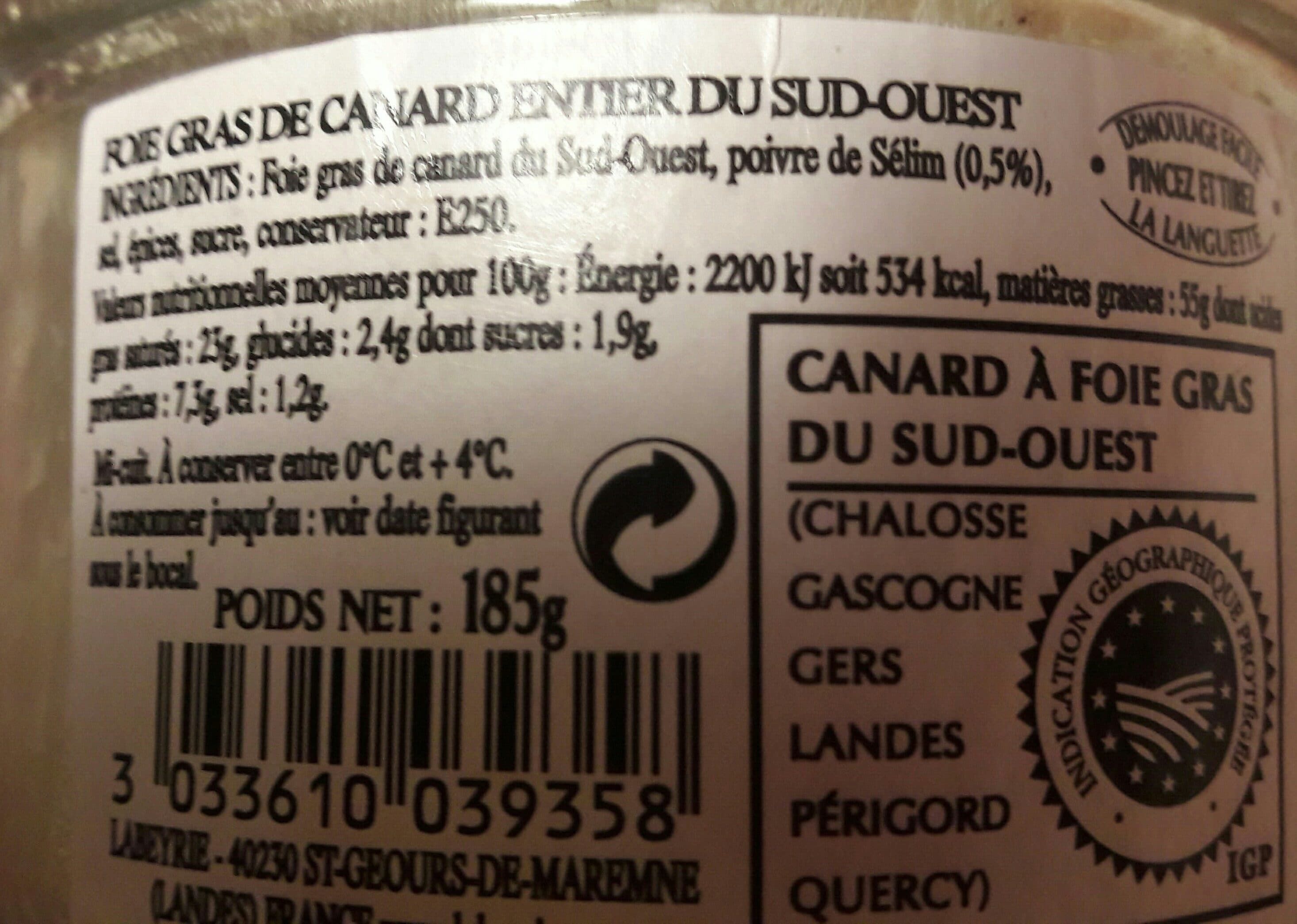 L'atelier Foie gras de canard entier du Sud Ouest Labeyrie packshot