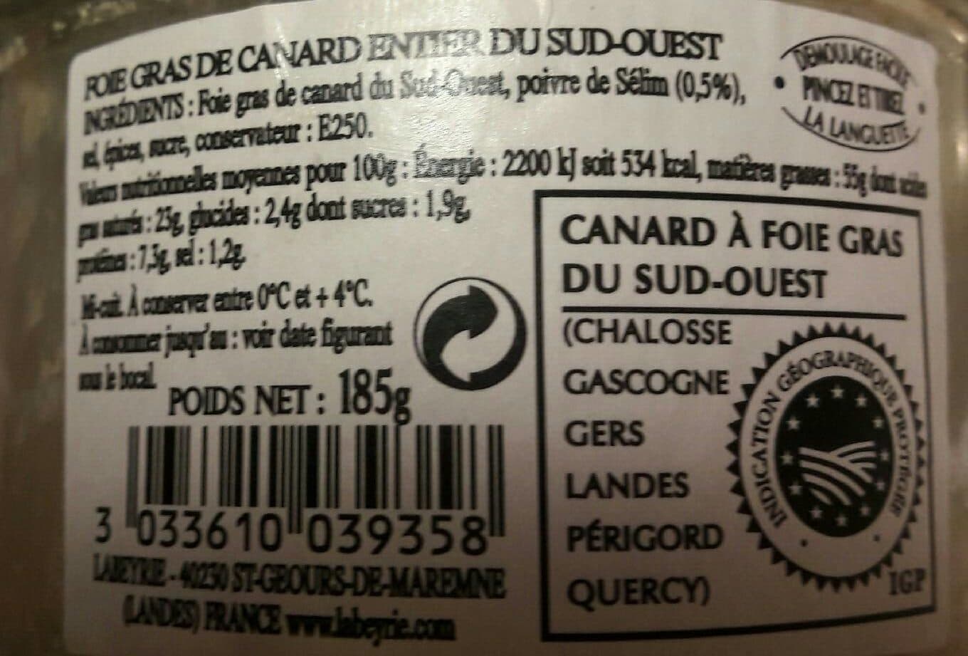 L'atelier Foie gras de canard entier du Sud Ouest Labeyrie packshot