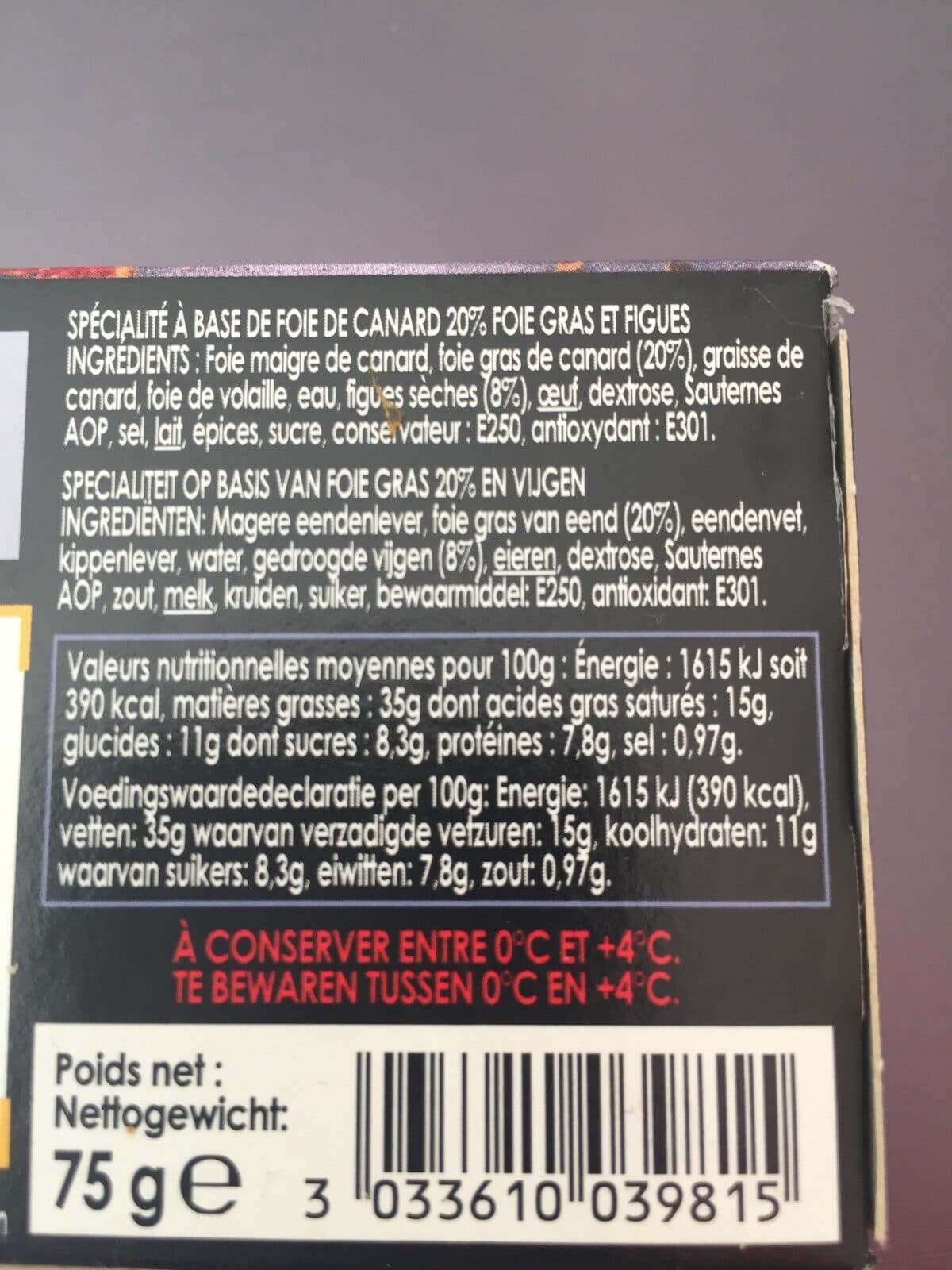 Labeyrie Délice de canard 20% de foie gras et figues packshot