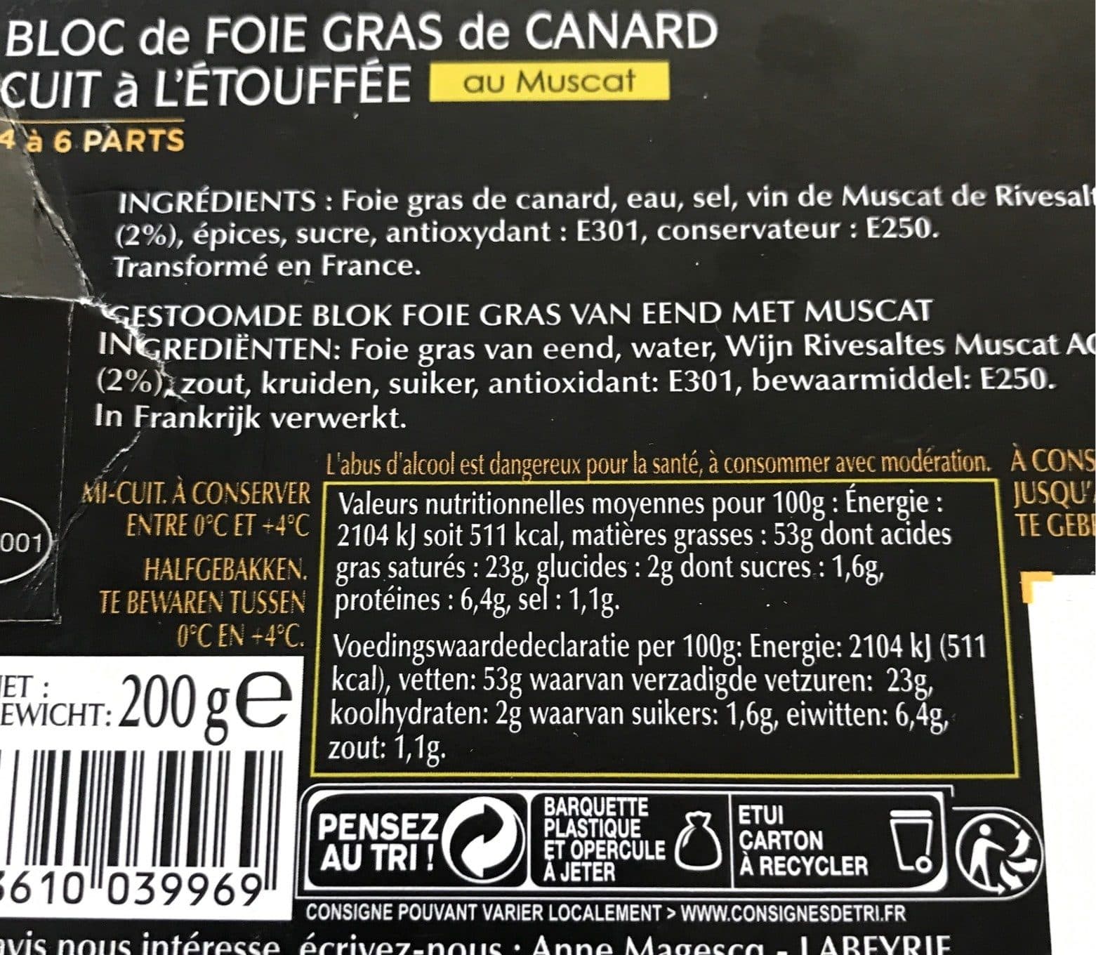 Labeyrie Bloc de foie gras de canard au muscat packshot