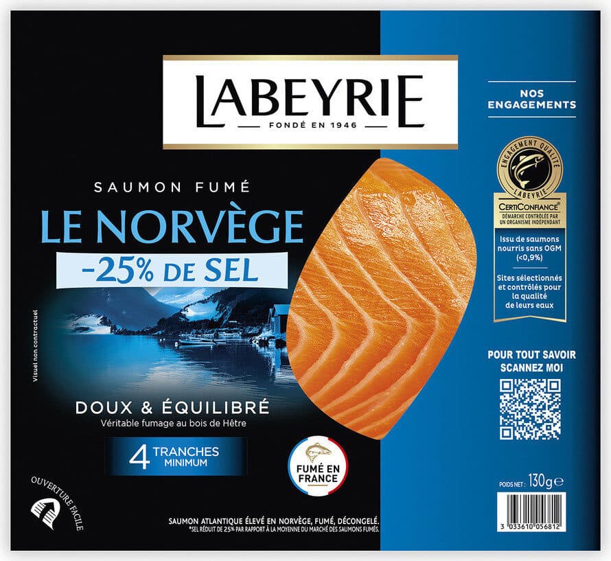 Labeyrie SAUMON ATLANTIQUE FUME AU BOIS DE HETRE -25% SEL packshot