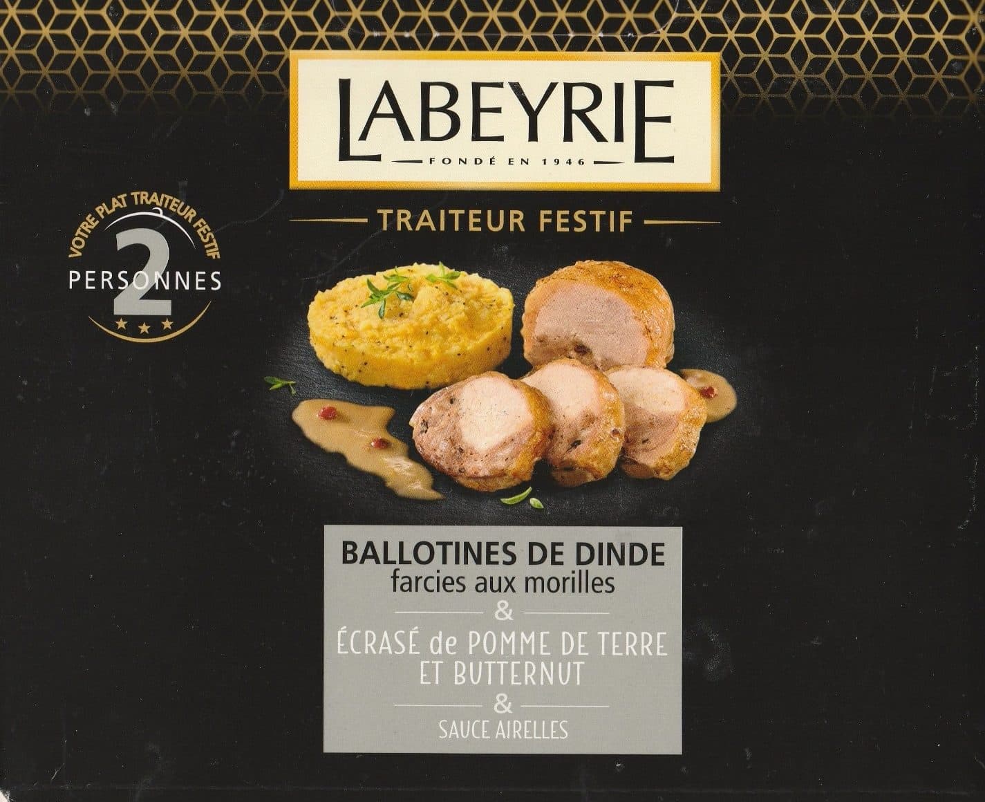 LABEYRIE Ballotines de dinde farcies aux morilles & écrasé de pomme de terre et butternut & sauce airelles packshot