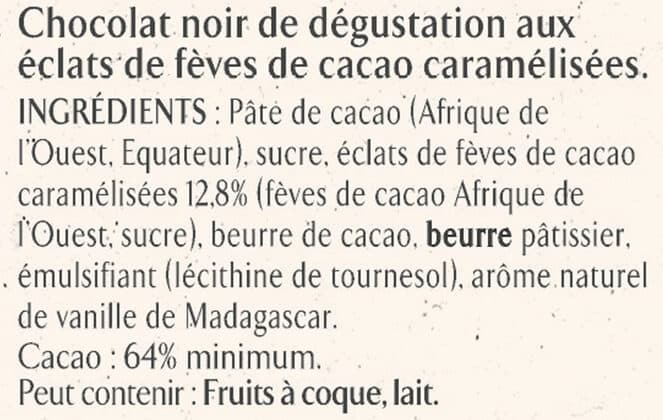 Nestlé NESTLE LES RECETTES DE L'ATELIER - Carrés dégustation Chocolat noir éclats cacao - 192g packshot