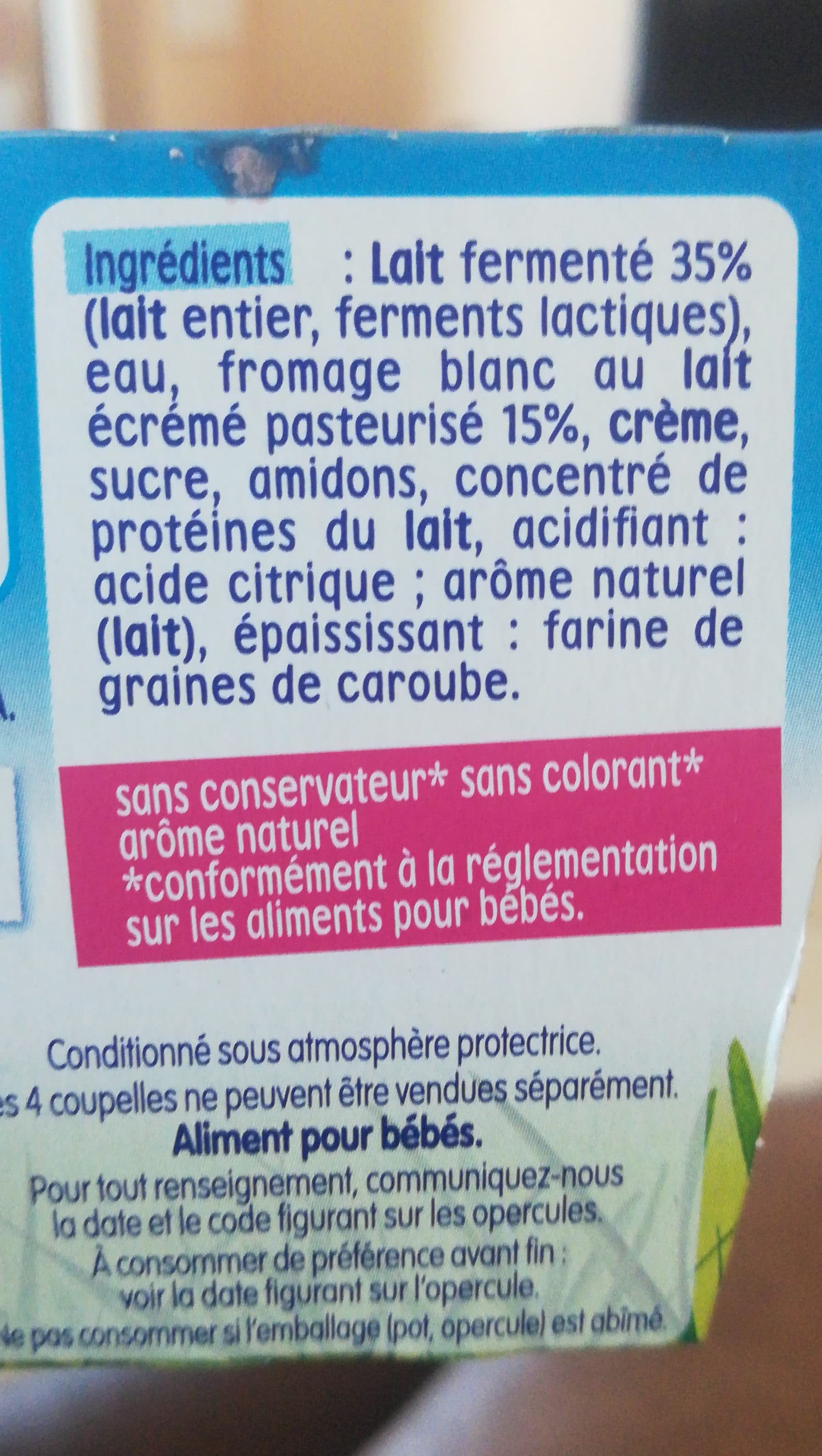 Nestlé NESTLE P'TIT ONCTUEUX Fromag Blanc Saveur Natur Sucré-4x100gDès6mois packshot