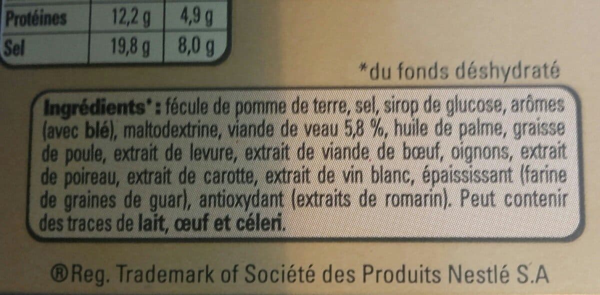 Nestlé Fonds Blanc de Veau Lié CHEF - Boîte de 800 g jusqu'à 40 L packshot