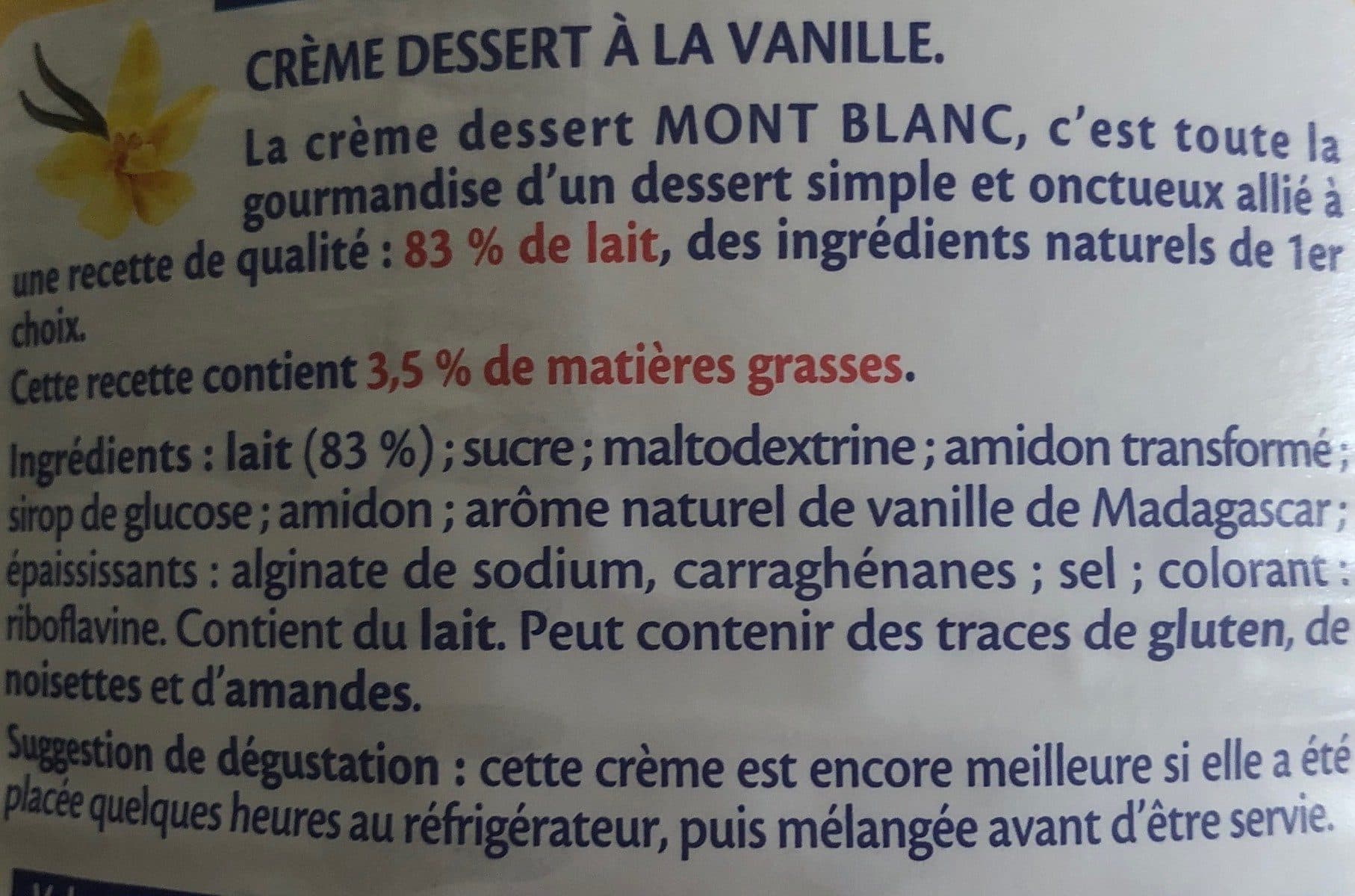 Crème Dessert MONT BLANC Crème dessert Boîte Saveur Vanille 4,3kg packshot