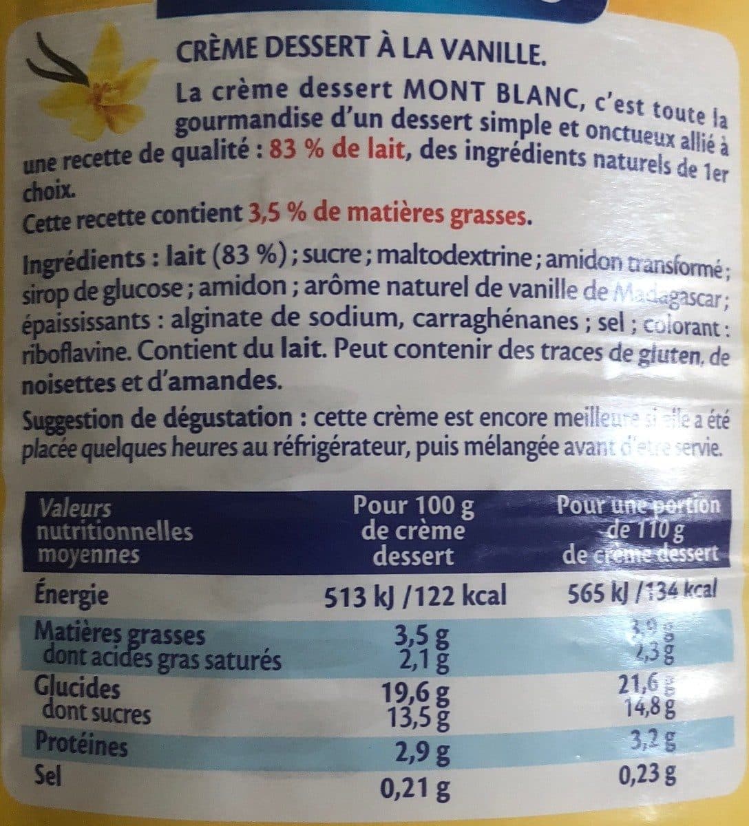 Crème Dessert MONT BLANC Crème dessert Boîte Saveur Vanille 4,3kg packshot