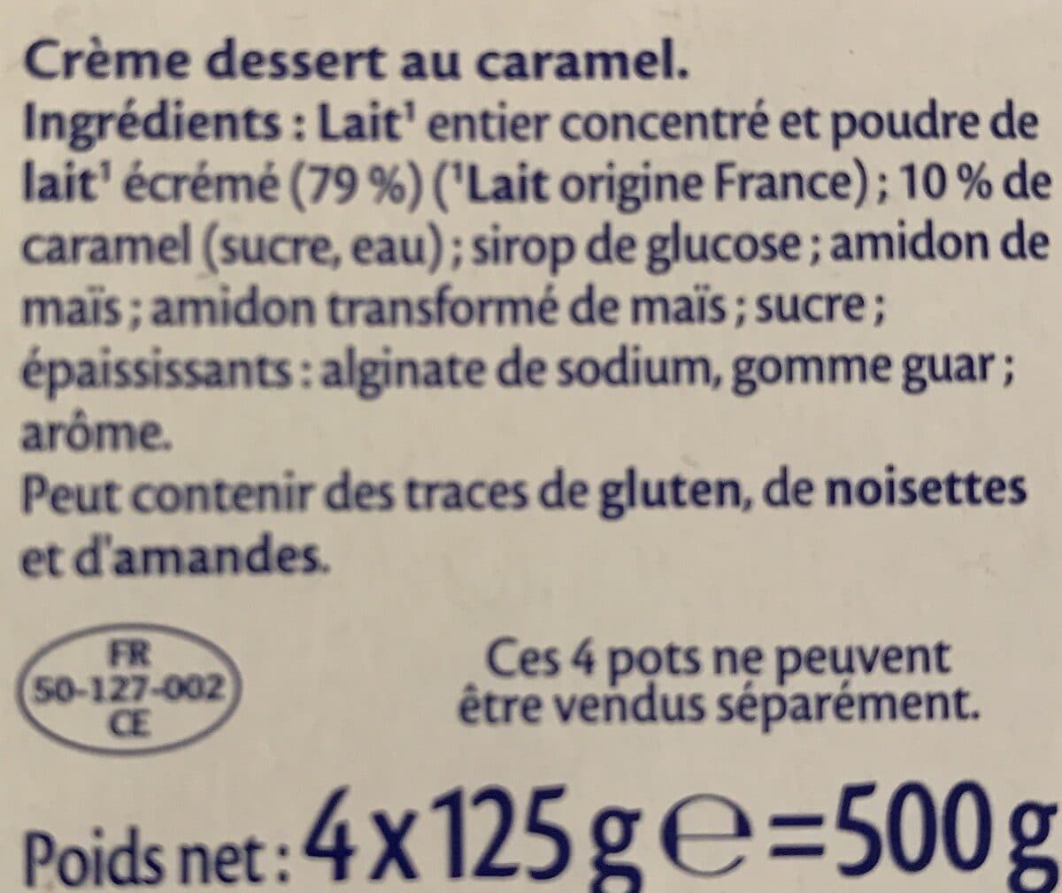 Crème Dessert MONT BLANC Crème dessert Coupelles Caramel 4x125g packshot
