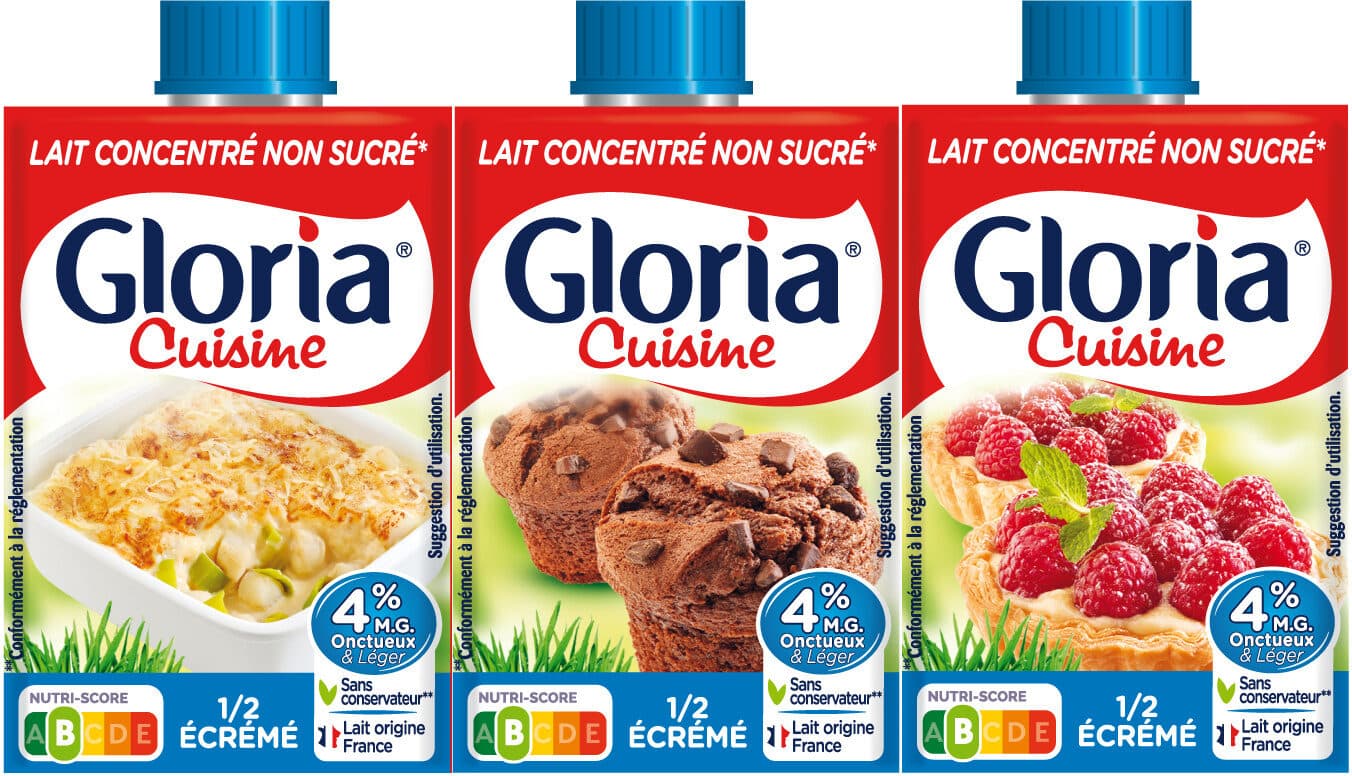 Gloria GLORIA Lait concentré non sucré 1/2 écrémé briquettes 3x20cl packshot