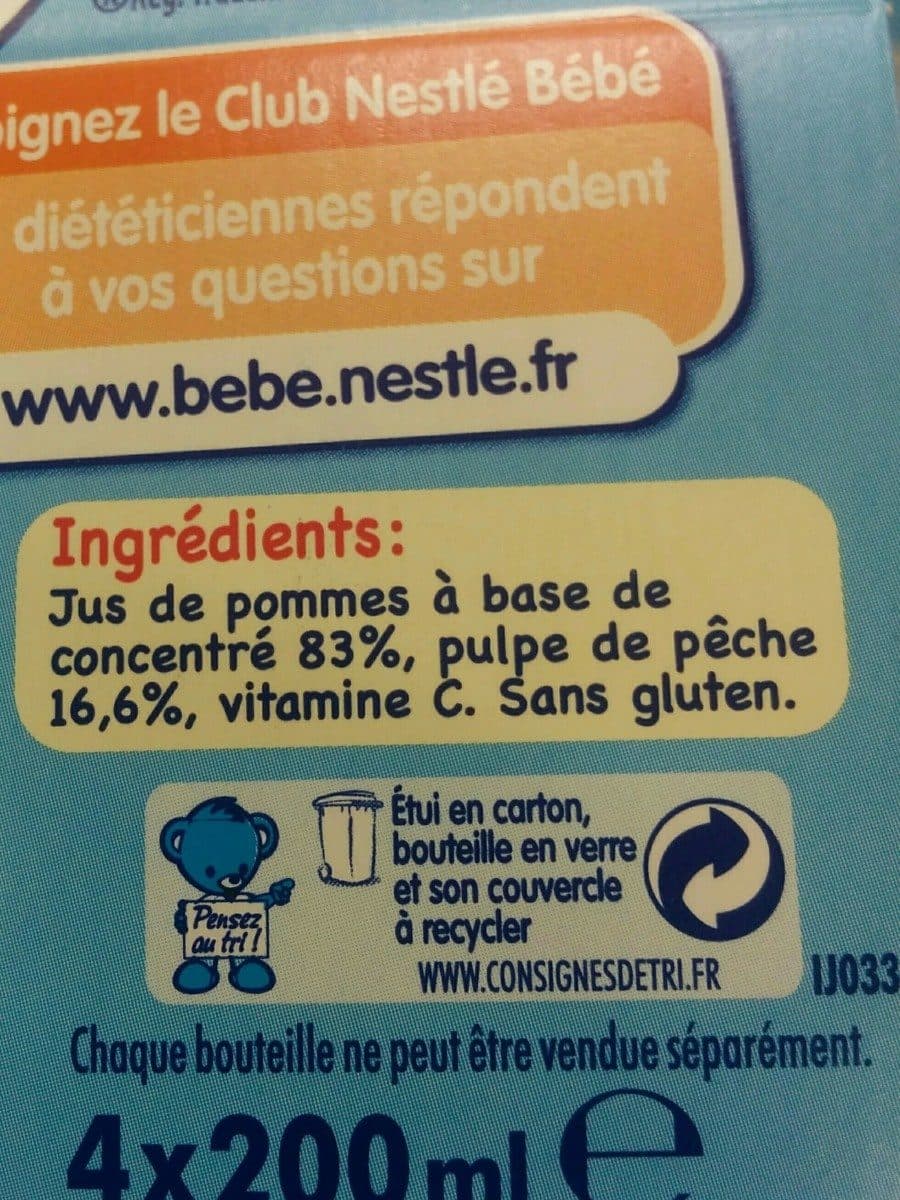 Nestlé Jus de fruits pommes peches packshot