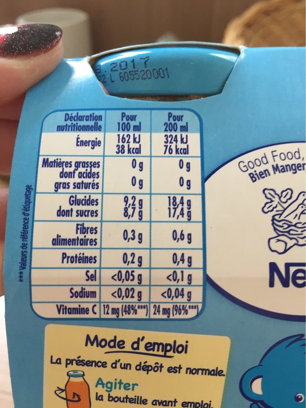 Nestlé Boisson pommes abricots sans sucres ajoutés, 4/6 + mois packshot