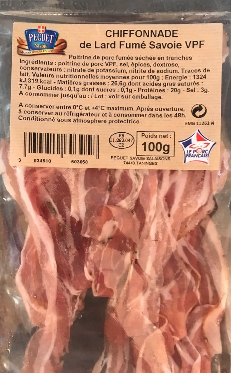 Peguet Savoie Chiffonnade lard de Savoie packshot