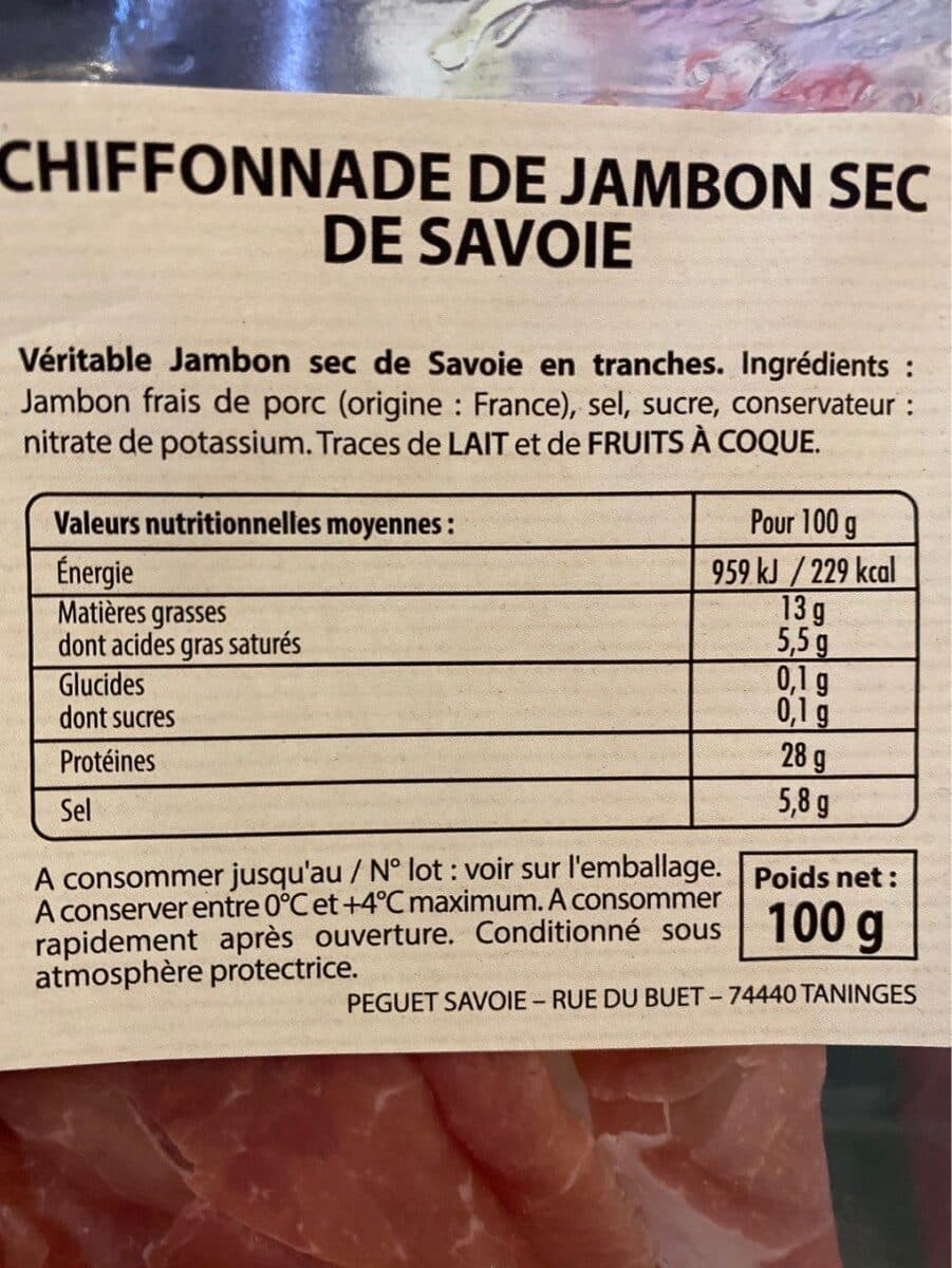 Peguet Chiffonnade jambon sec de Savoie nature packshot