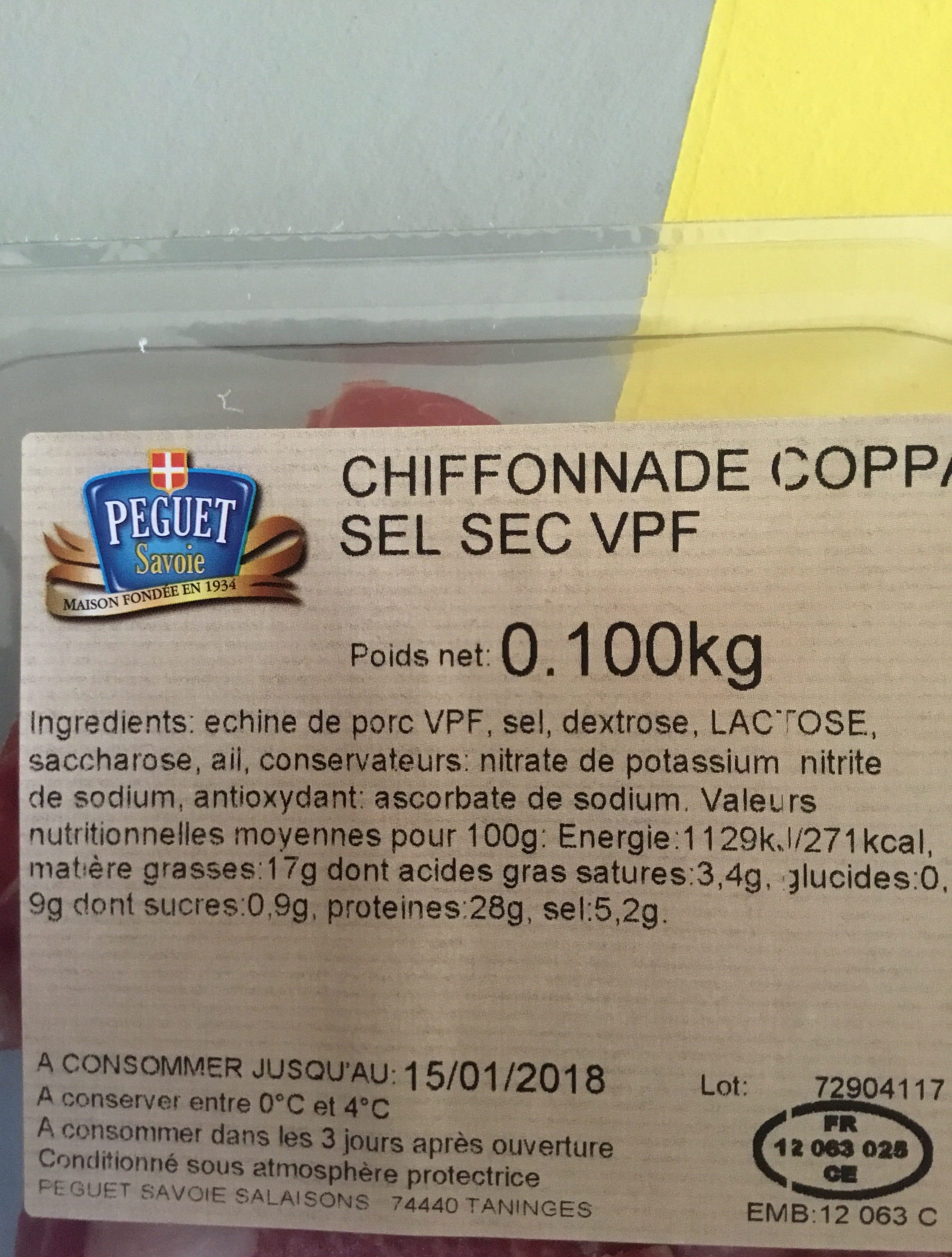 Peguet Chiffonnade coppa de Savoie packshot