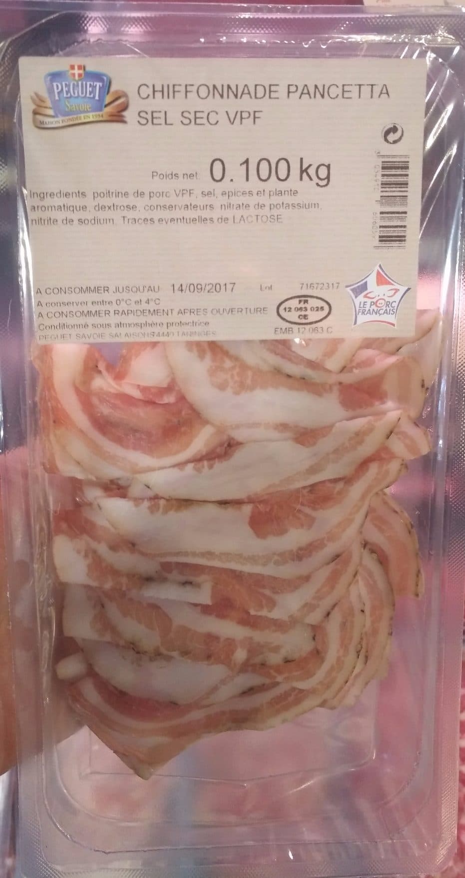 Peguet Chiffonade Pancetta Sel Sec packshot