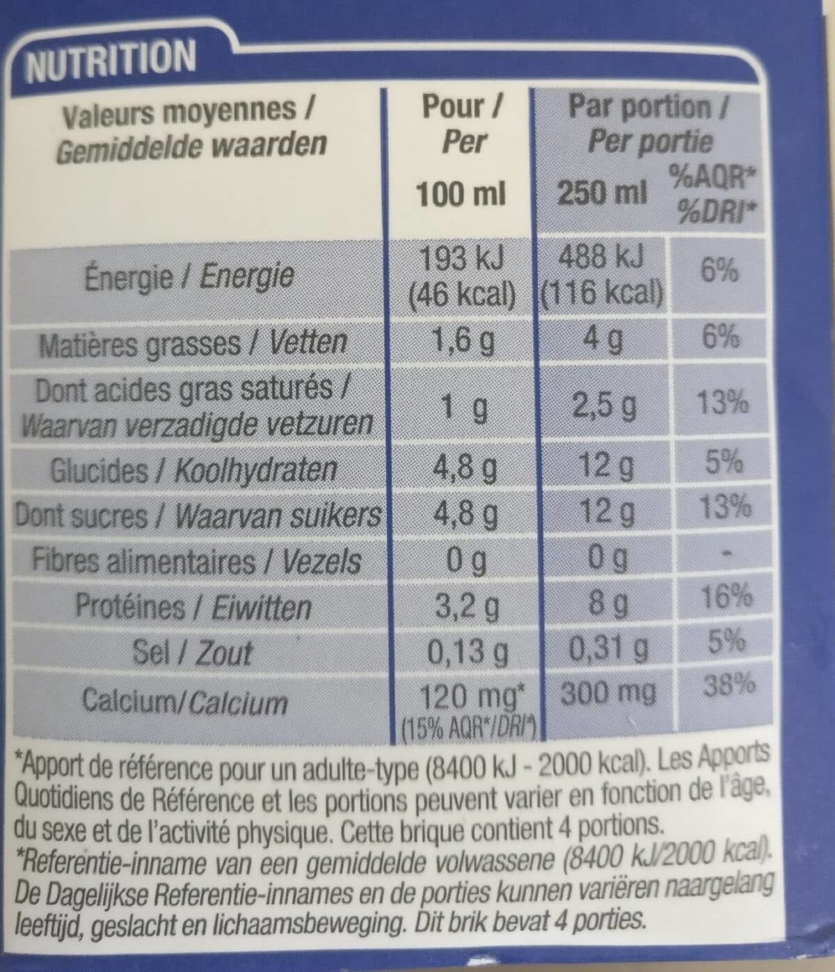 Cora Lait demi écrémé packshot