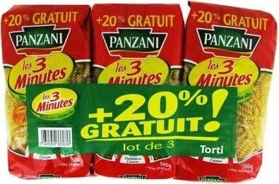 Panzani Panzani Torti Cuisson Rapide 3x500g +20% Gratuits packshot