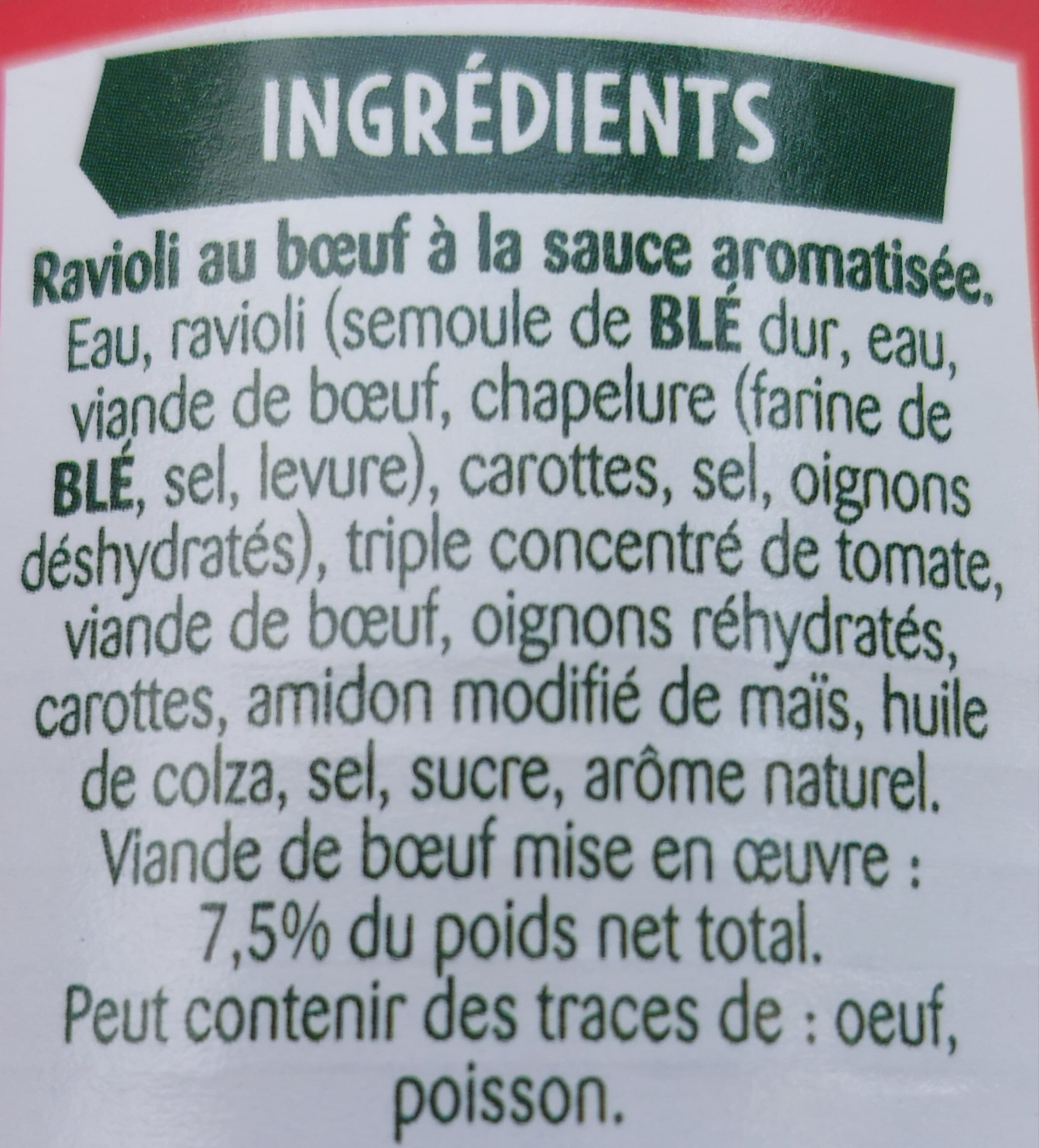 PANZANI Ravioli pur bœuf sans colorant ni conservateur packshot