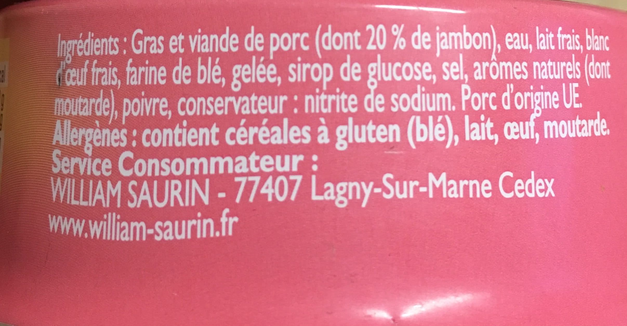 William Saurin Pâté de jambon packshot