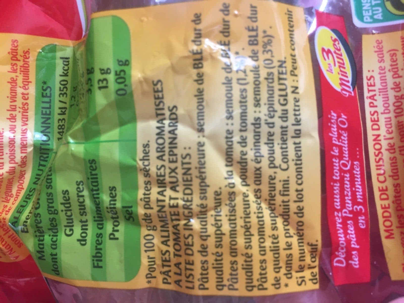 Panzani Panzani coquillettes tomates & epinards packshot