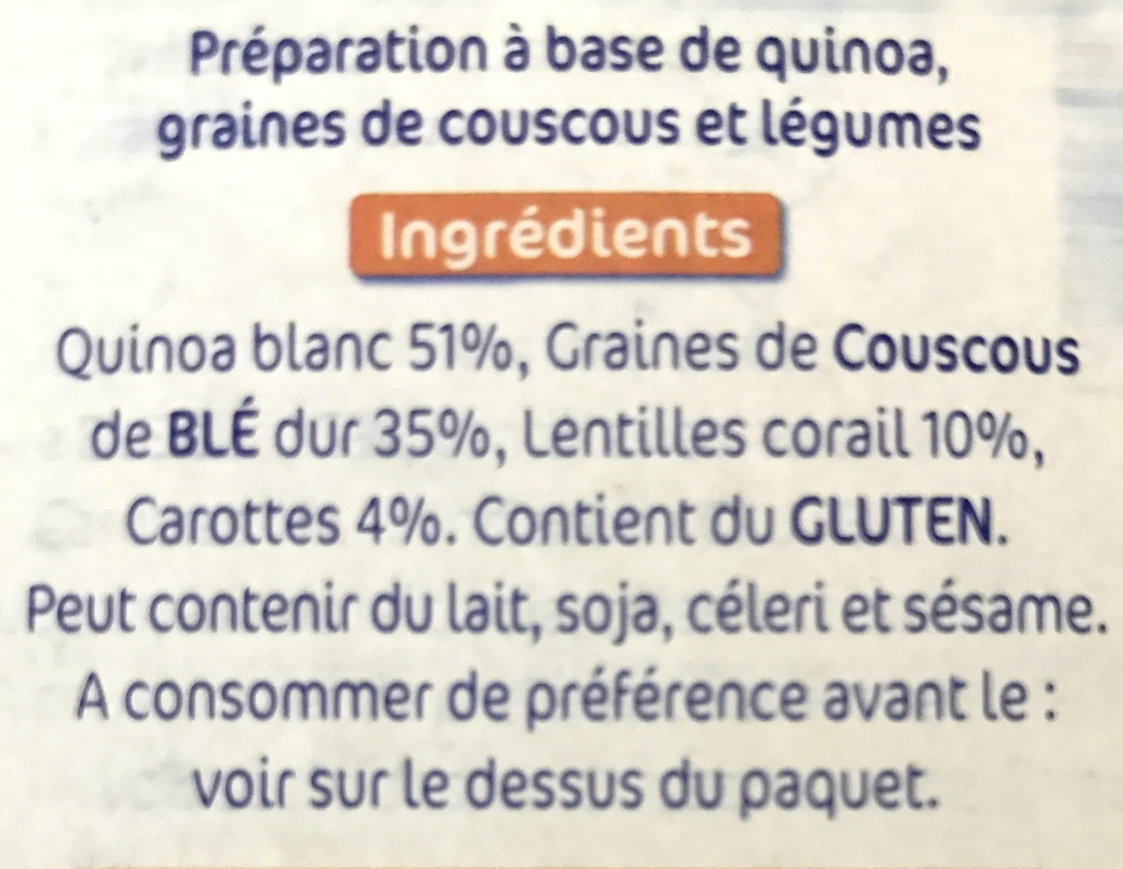 Lustucru Lustucru quinoa facile quinoa ble lentilles corails carottes packshot