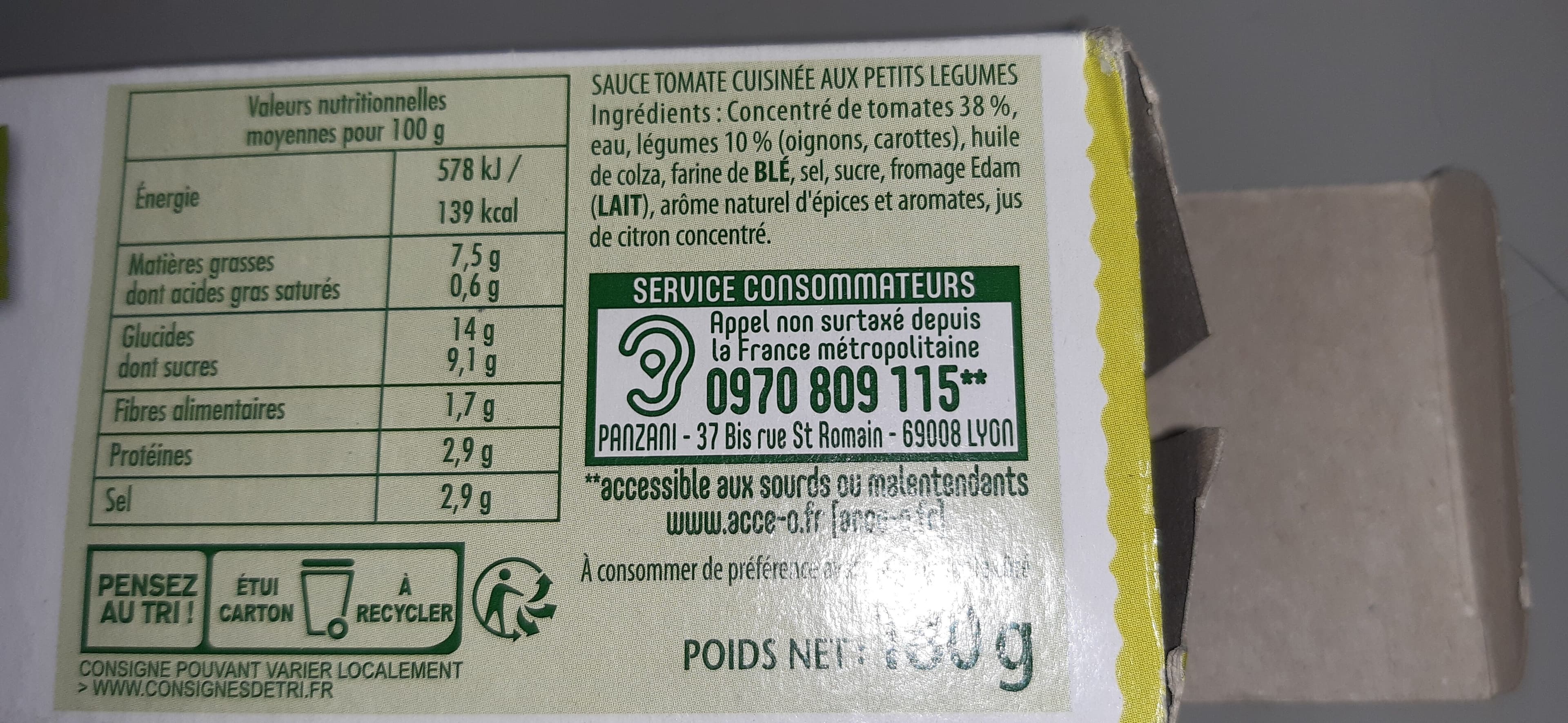 Panzani Sauce Tomate concentrée cuisinée aux petits légumes packshot