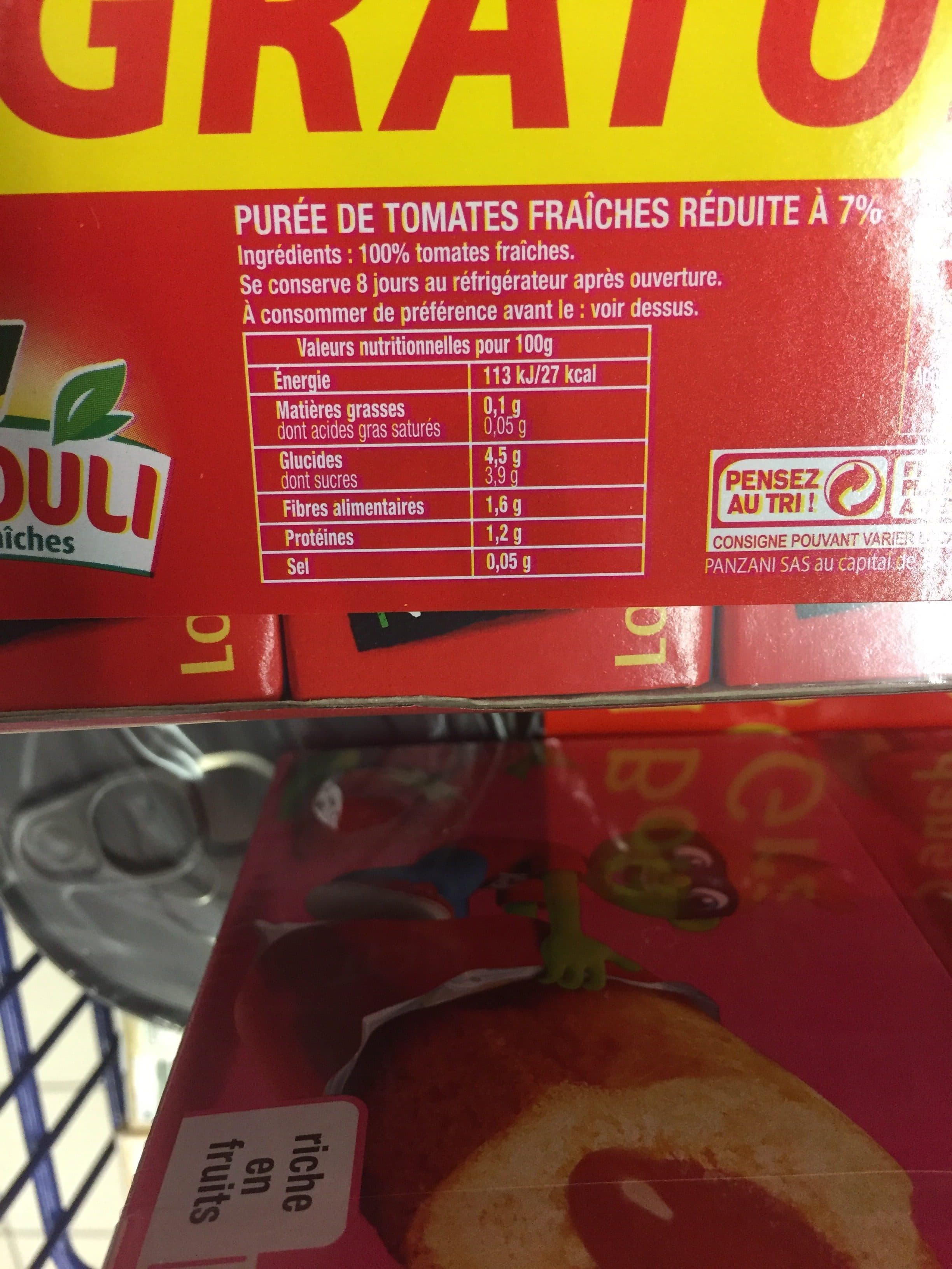 Panzani Tomacouli Purée de tomates fraîches les 15 briques de de 200 g packshot