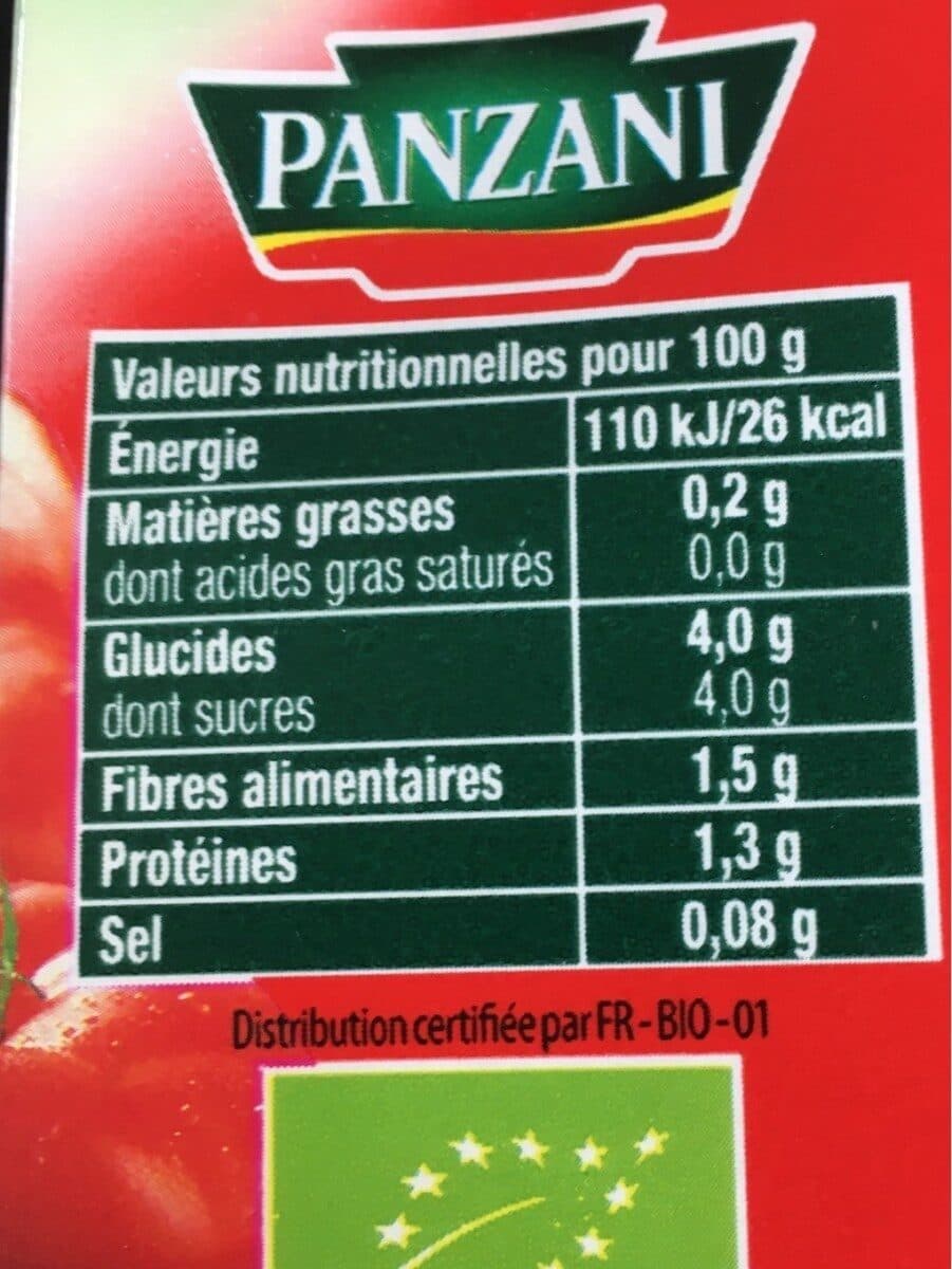 Panzani Panzani - bc - tomacouli bio nature 500g packshot