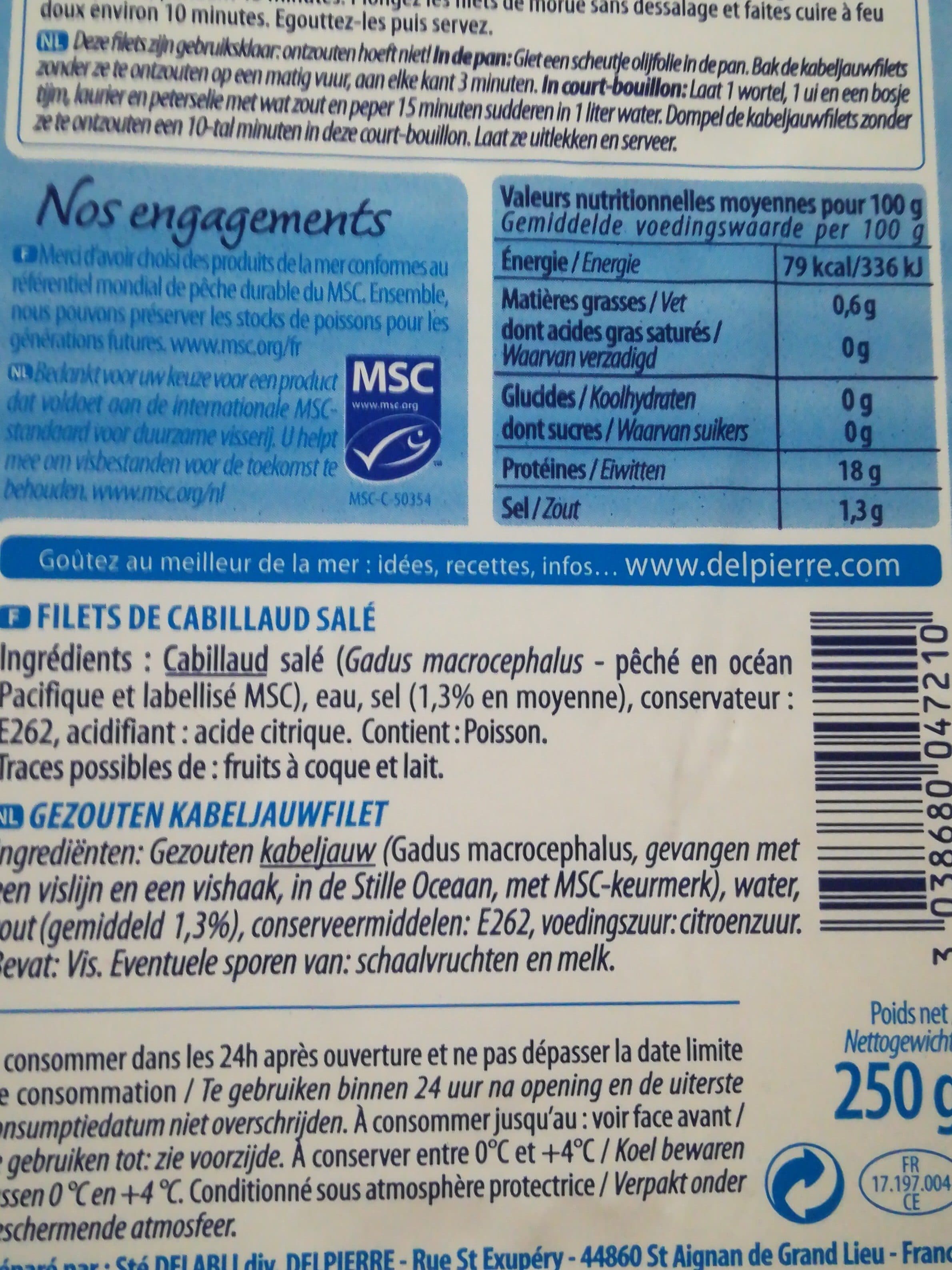 Delpierre Pavés De Morue Sans Dessalage packshot